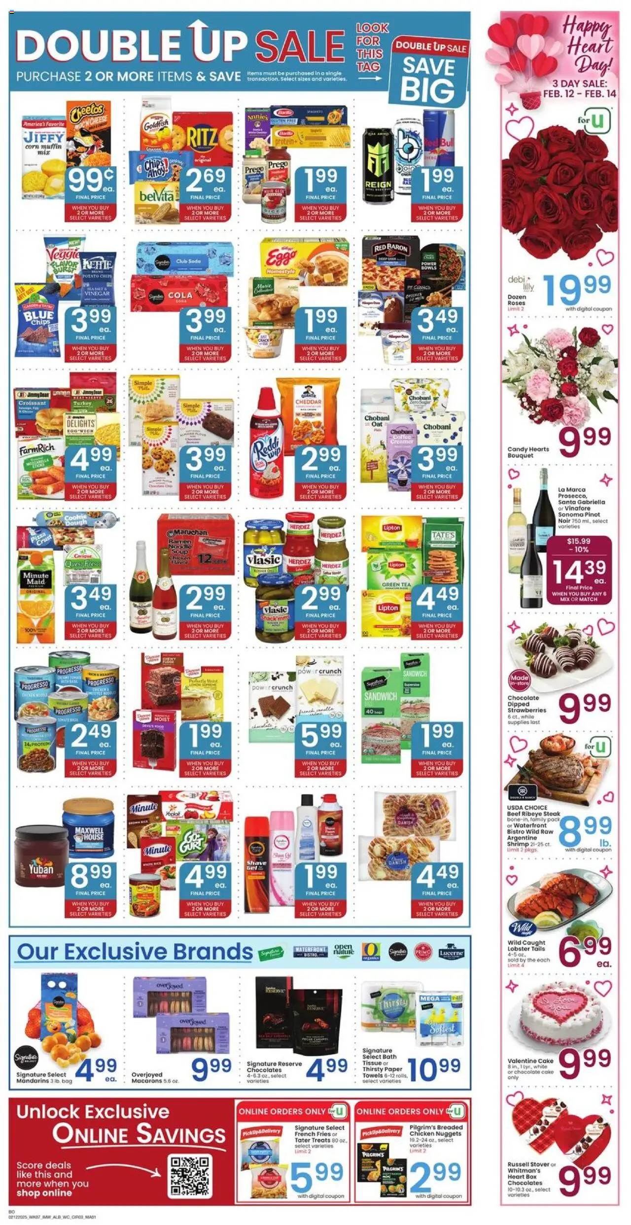 Albertsons Weekly ad from 02/12/2025 - Valetine's day - Page number 2 - Cheese, Coffee, Chocolate, Pizza, Bag, Bath, Muffin, Green Tea