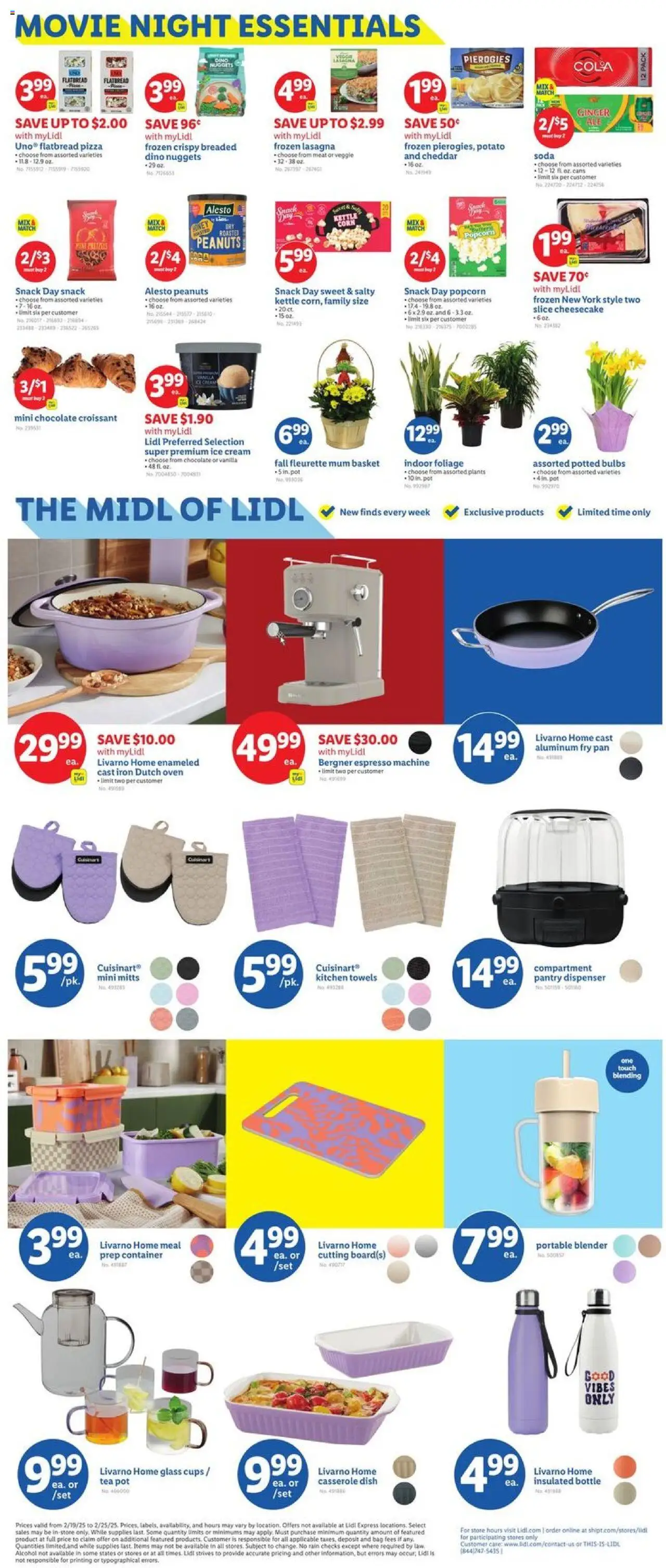 Lidl Weekly Ad - SC from 02/19/2025 - Circular, Weekly flyer - Page number 2 - Chocolate, Pizza, Cream, Ice cream, Bag, Ginger, Pan, Cheesecake