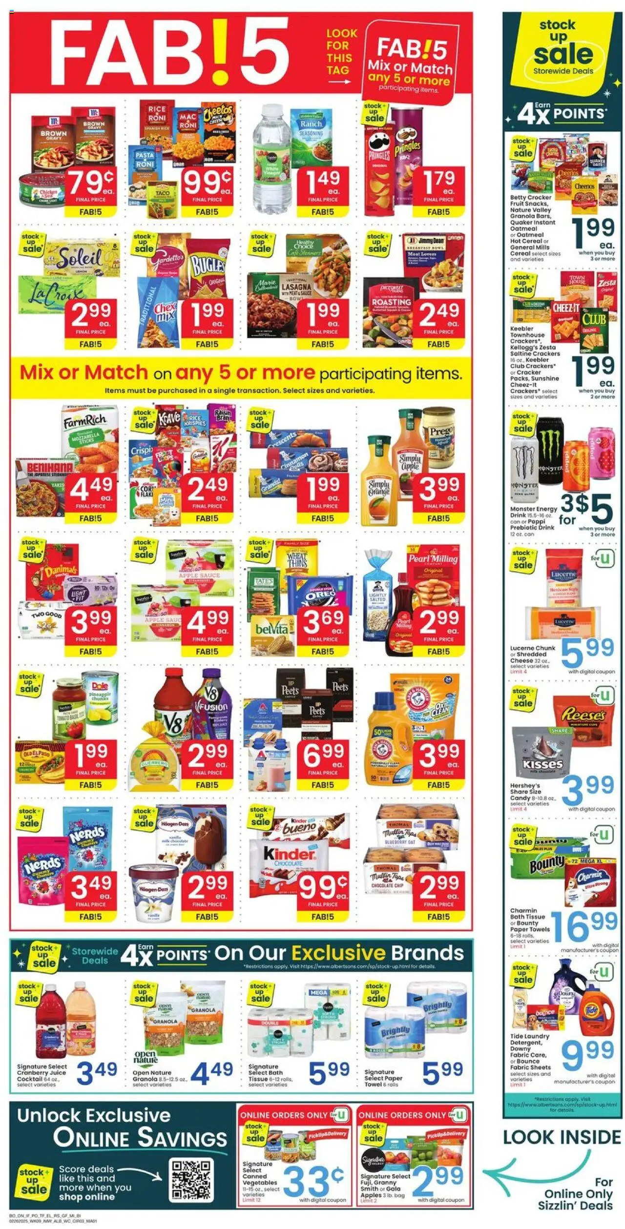 Albertsons Weekly Ad from 02/26/2025 - Flyer - Page number 2 - Cheese, Chocolate, Juice, Rice, Pineapple, Date, Bow, Muffin