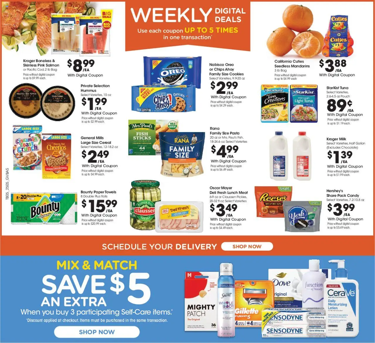 Kroger Weekly ads from 03/05/2025 >> Ad for next week - Page number 2 - Milk, Chocolate, Fish, Chips, Cookies, Water, Pepper, Mandarins