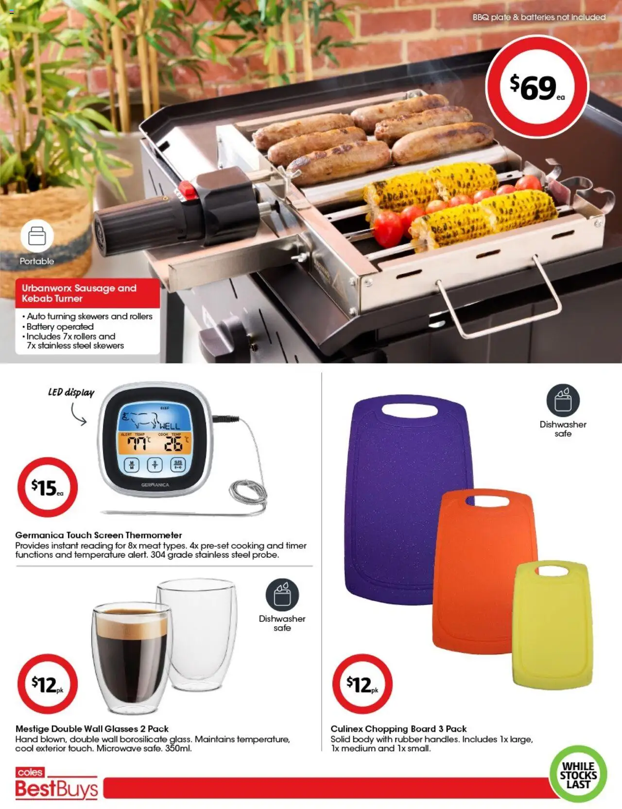 Coles catalogue valid from 28/02/2025 - page 5 - Sausage, Microwave, Thermometer, Battery, Batteries, Safe, Timer, Screen