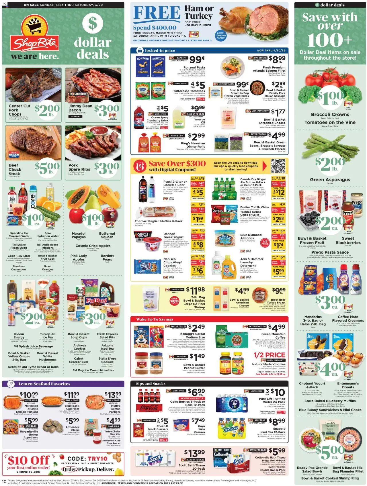 ShopRite Circular from 03/21/2025 >> Weekly Ad, flyer - Page number 1 - Butter, Coffee, Cucumbers, Basket, Broccoli, Mandarins, Mushrooms, Iced tea