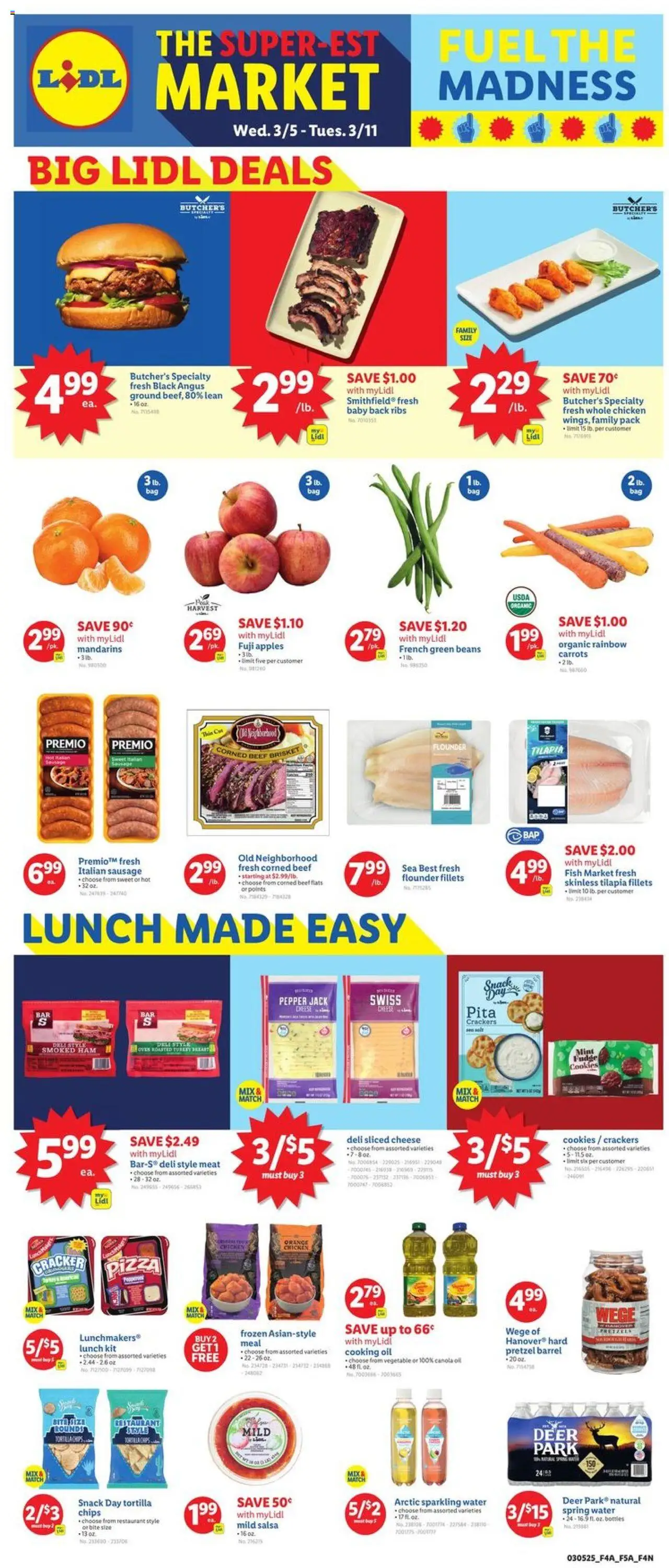 Lidl Weekly Ad - VA from 03/05/2025 - Circular, Weekly flyer - Page number 1 - Pizza, Apples, Fish, Beef, Chips, Pepper, Sausage, Mandarins