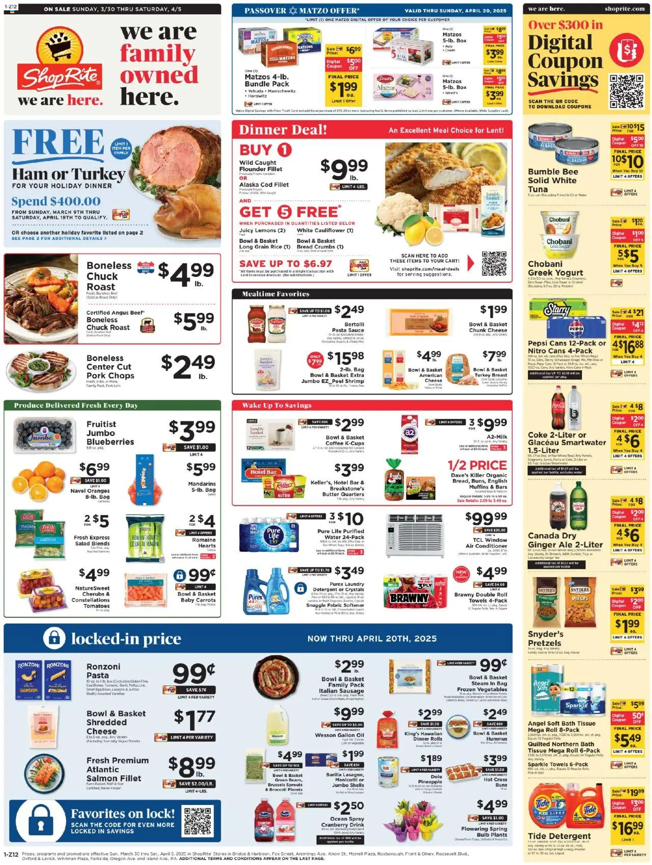 ShopRite Circular from 03/28/2025 >> Weekly Ad, flyer - Page number 2 - Tomatoes, Rice, Salad, Sauce, Fan, Hummus, Salmon fillet, Carrots
