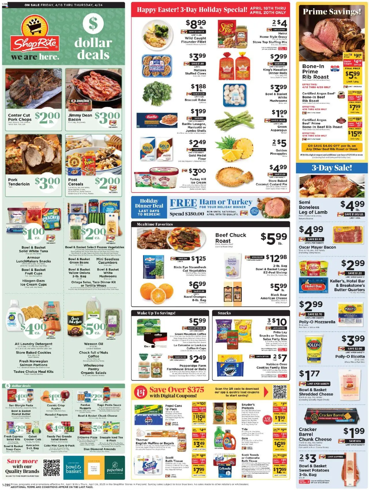 ShopRite Circular from 04/17/2025 >> Weekly Ad, flyer - Page number 1 - Oil, Pizza, Beef, Cereals, Cucumbers, Sweet potatoes, Snacks, Tuna