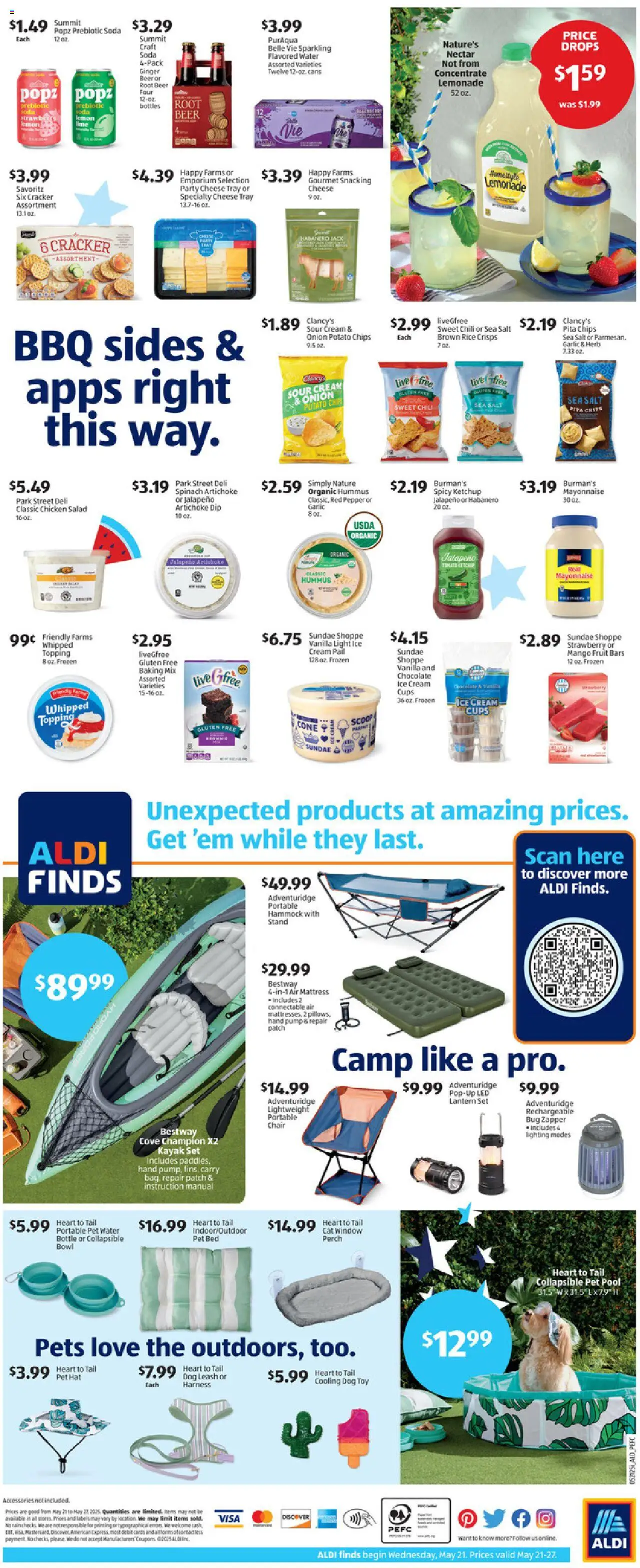 Aldi Weekly Ad from 05/21/2025 - Flyer, Sales ad - Page number 2 - Chocolate, Rice, Ketchup, Ice cream, Pepper, Mango, Lighting, Vanilla