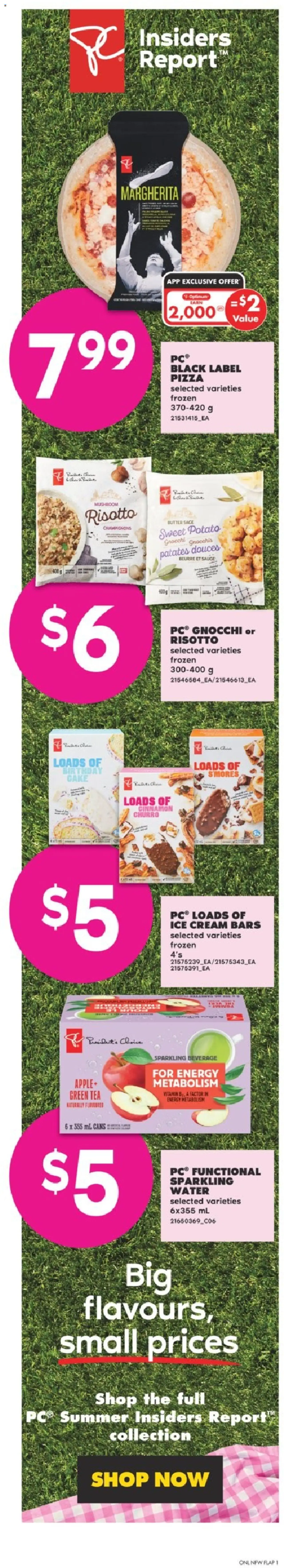 No Frills flyer valid from May 22, 2025 - page number 1 - Pizza, Tea, Cream, Ice cream, Cake, Gnocchi, Water, Green tea