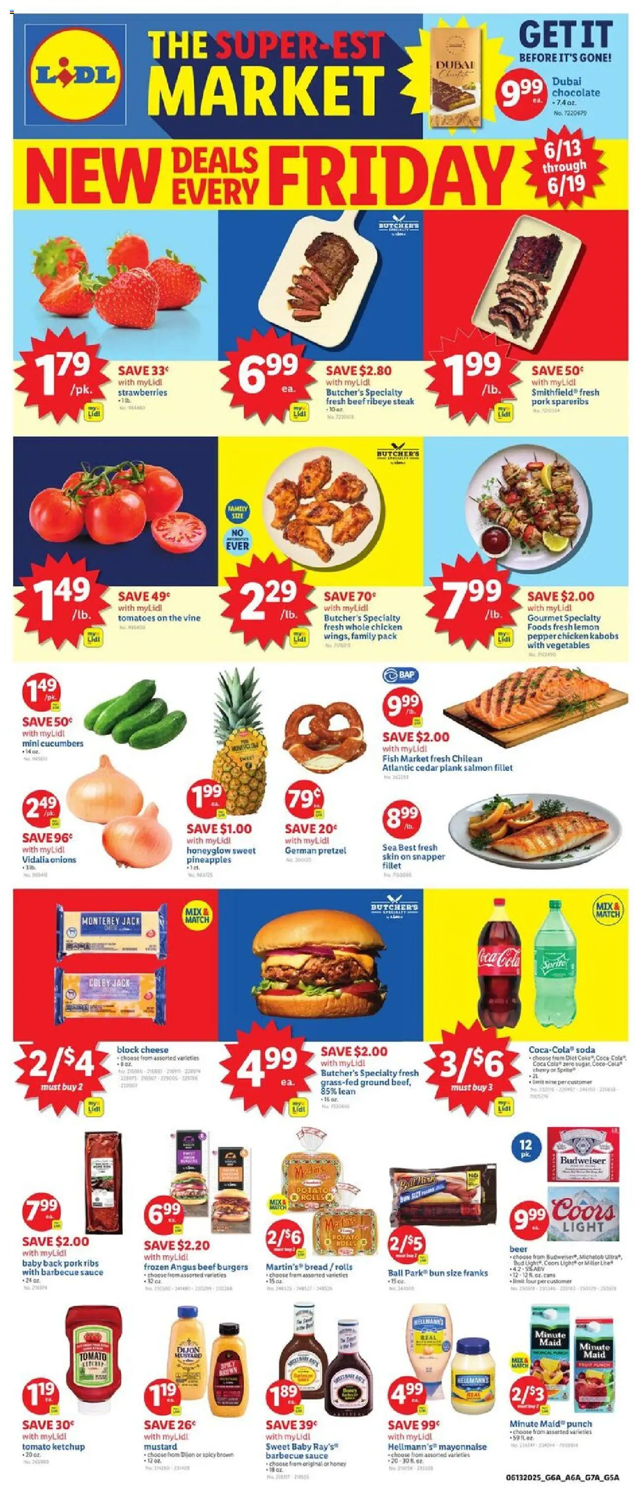Lidl Weekly Ad - NC from 06/13/2025 - Circular, Weekly flyer - Page number 1 - Bread, Beef, Ketchup, Mayonnaise, Pepper, Lemon, Whole chicken, Dijon mustard