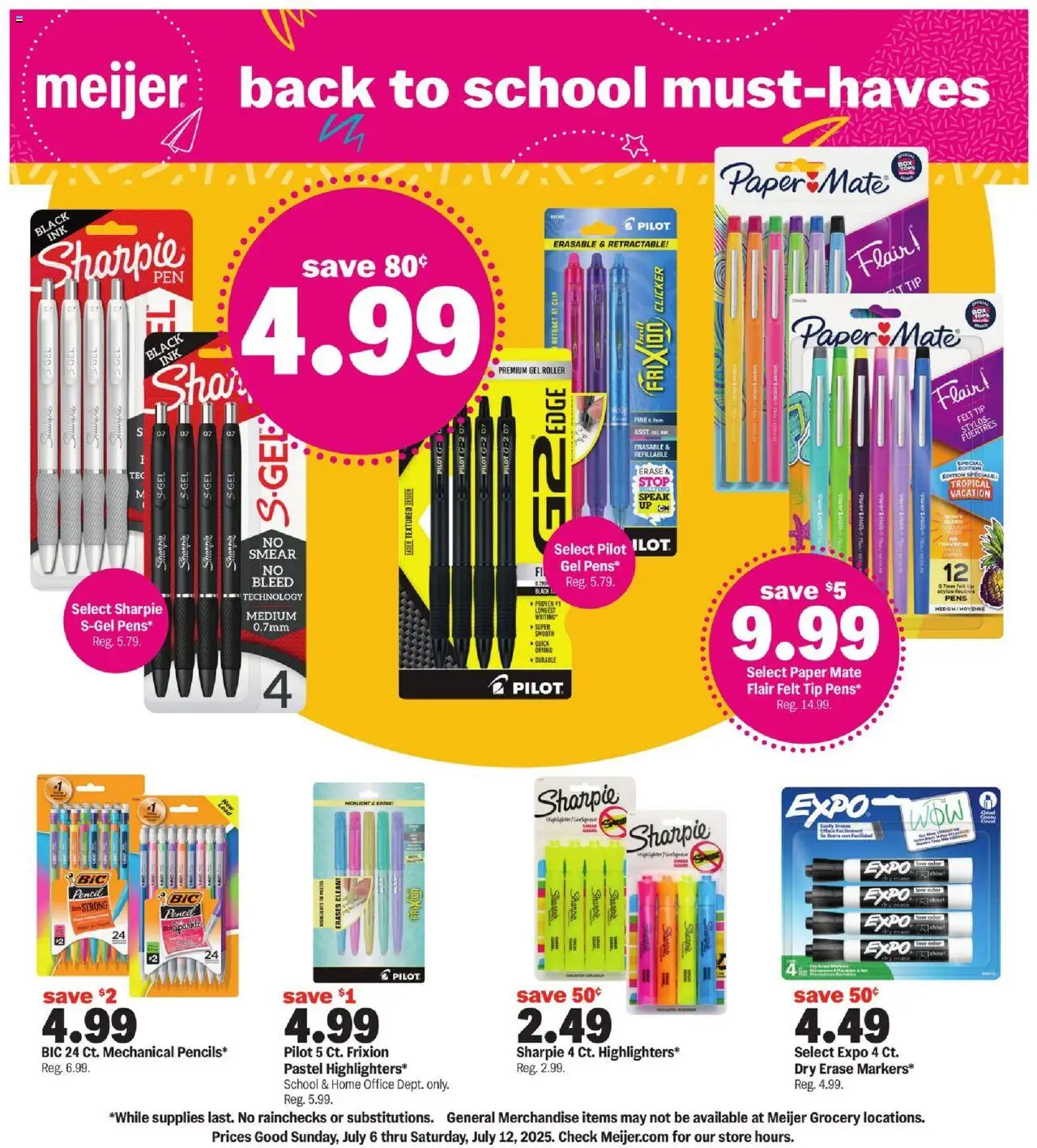 MEIJER AD from 07/06/2025 - Back to school must-haves - PREVIEW - Page number 1 - Clip, Pencil, Ink