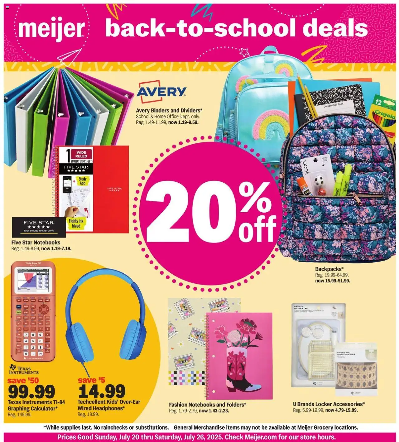 MEIJER AD from 07/13/2025 - Back-to-School for Less - PREVIEW - Page number 1