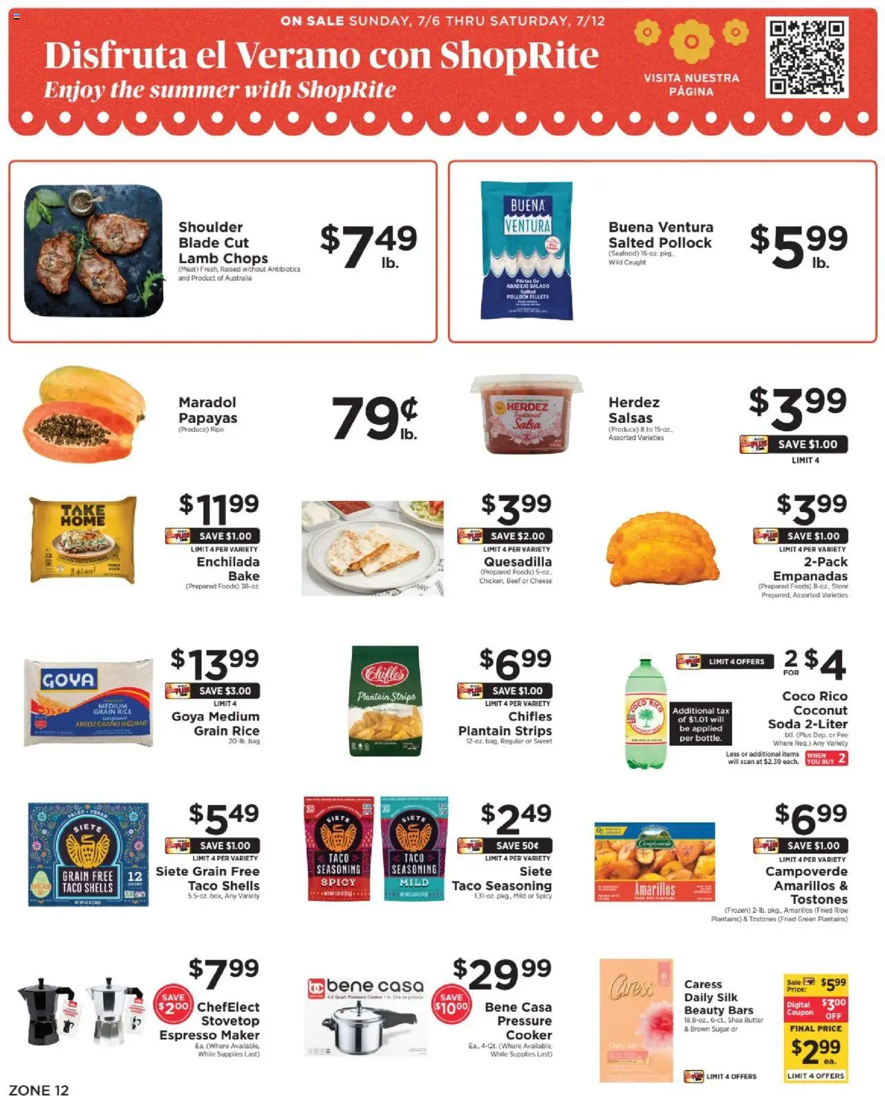 ShopRite Circular from 07/03/2025 >> Weekly Ad, flyer - Page number 1 - Butter, Sugar, Seafood, Bag, Cooker, Papayas, Coconut, Meat