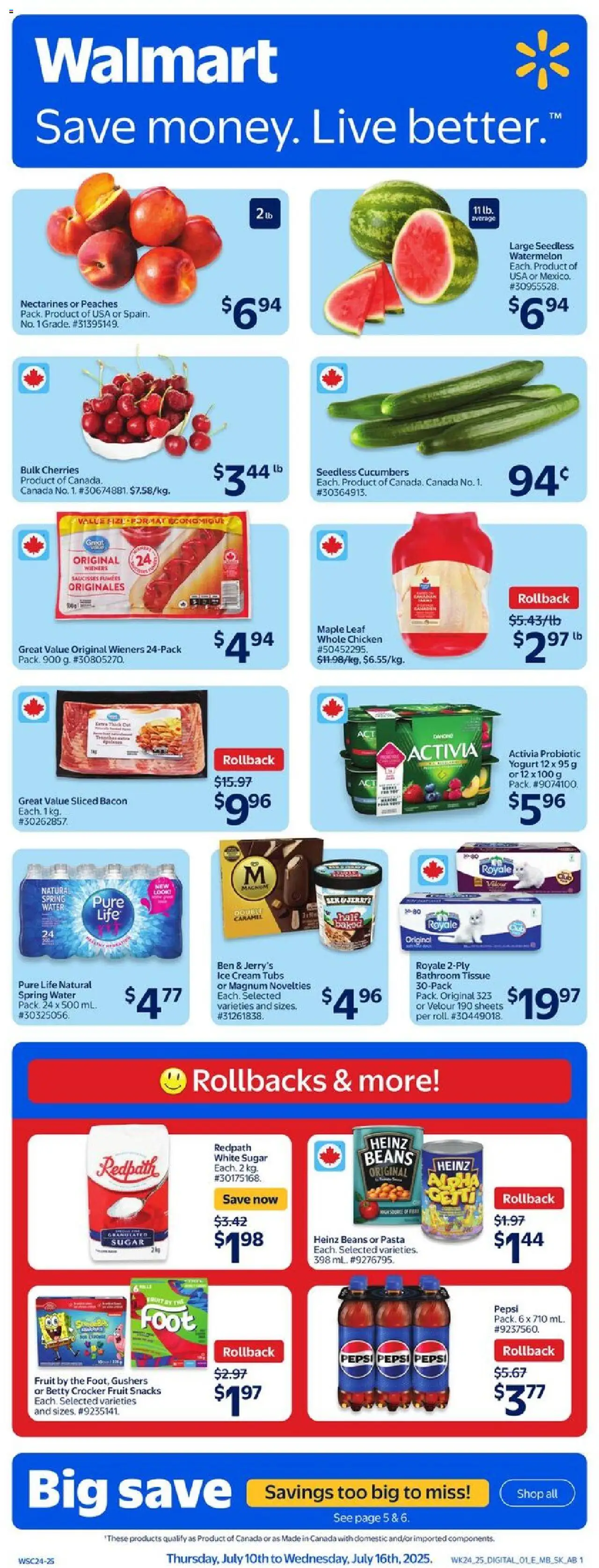 Walmart flyer valid from Jul 10, 2025 - page number 1