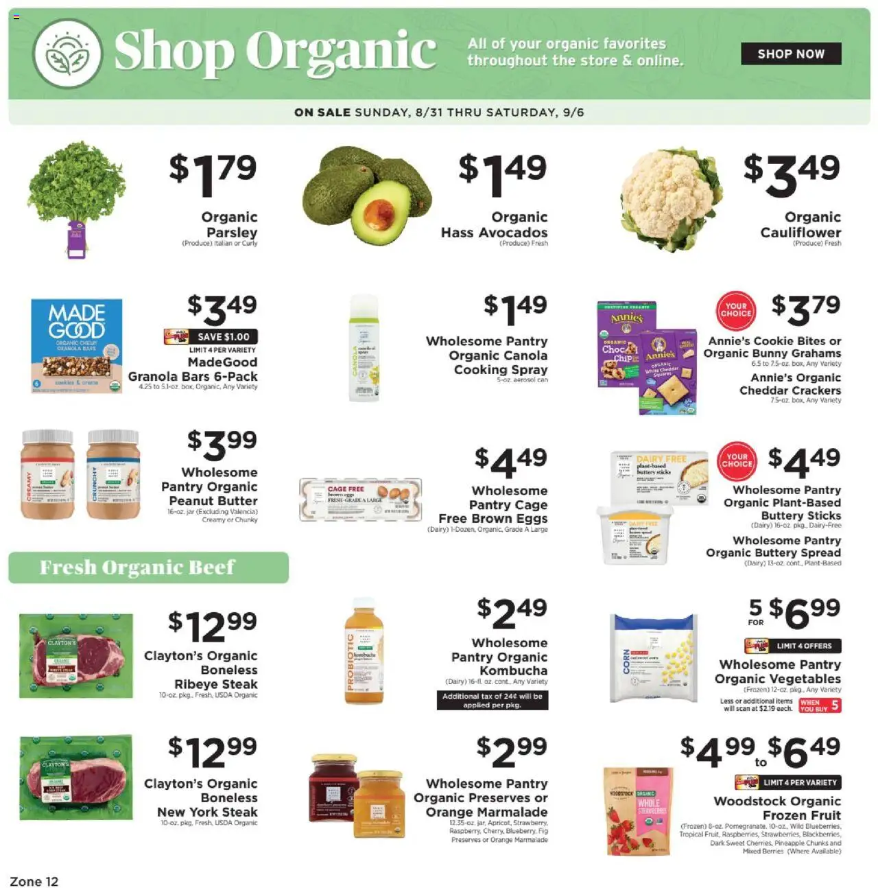 ShopRite Circular from 08/28/2025 >> Weekly Ad, flyer - Page number 1 - Corn, Butter, Beef, Peanut butter, Berries, Preserves, Frozen fruit, Organic vegetables