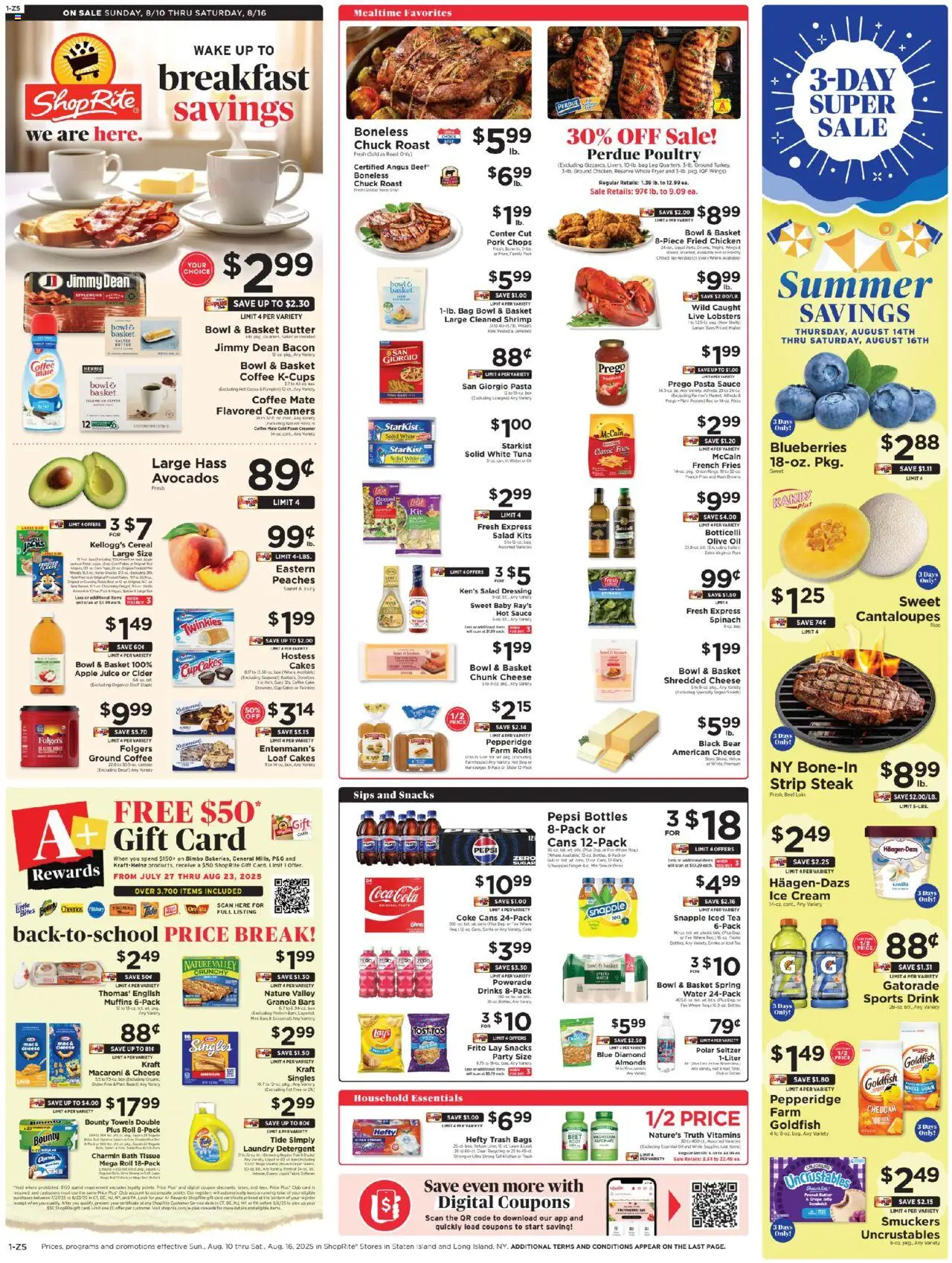 ShopRite Circular from 08/10/2025 >> Weekly Ad, flyer - Page number 1 - Cheese, Dressing, Shelf, Oil, Bag, Cream, Sauce, Chicken