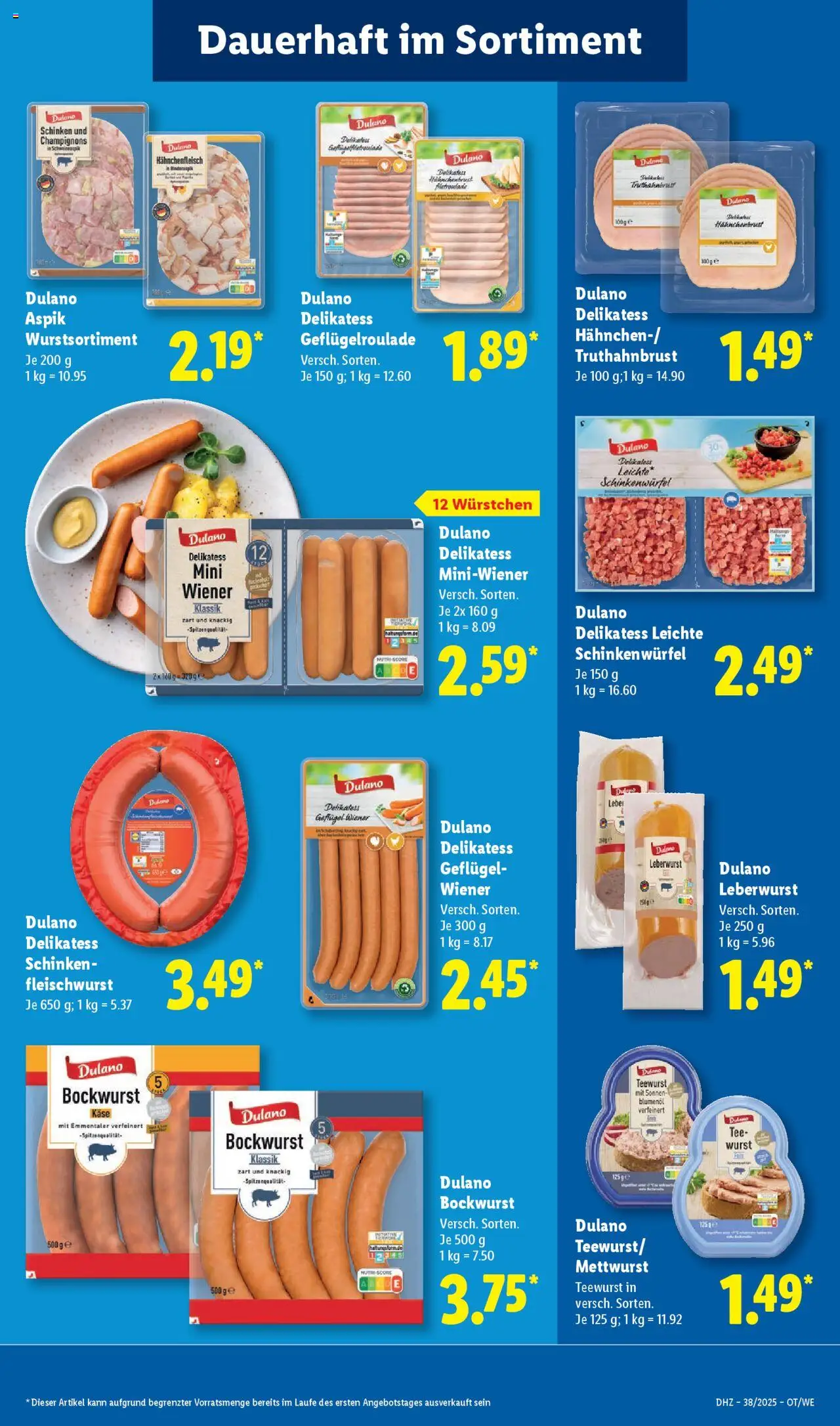 Lidl Prospekt Aarbergen – gültig ab 15.09.2025 | Seite: 13 | Produkte: Bockwurst, Käse, Wurst, Tee