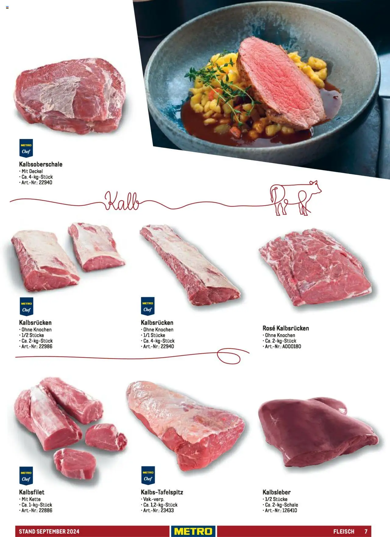 Metro  Sortimentskatalog Lieferservice – gültig ab 17.09.2024 | Seite: 7 | Produkte: Kalbsleber, Fleisch