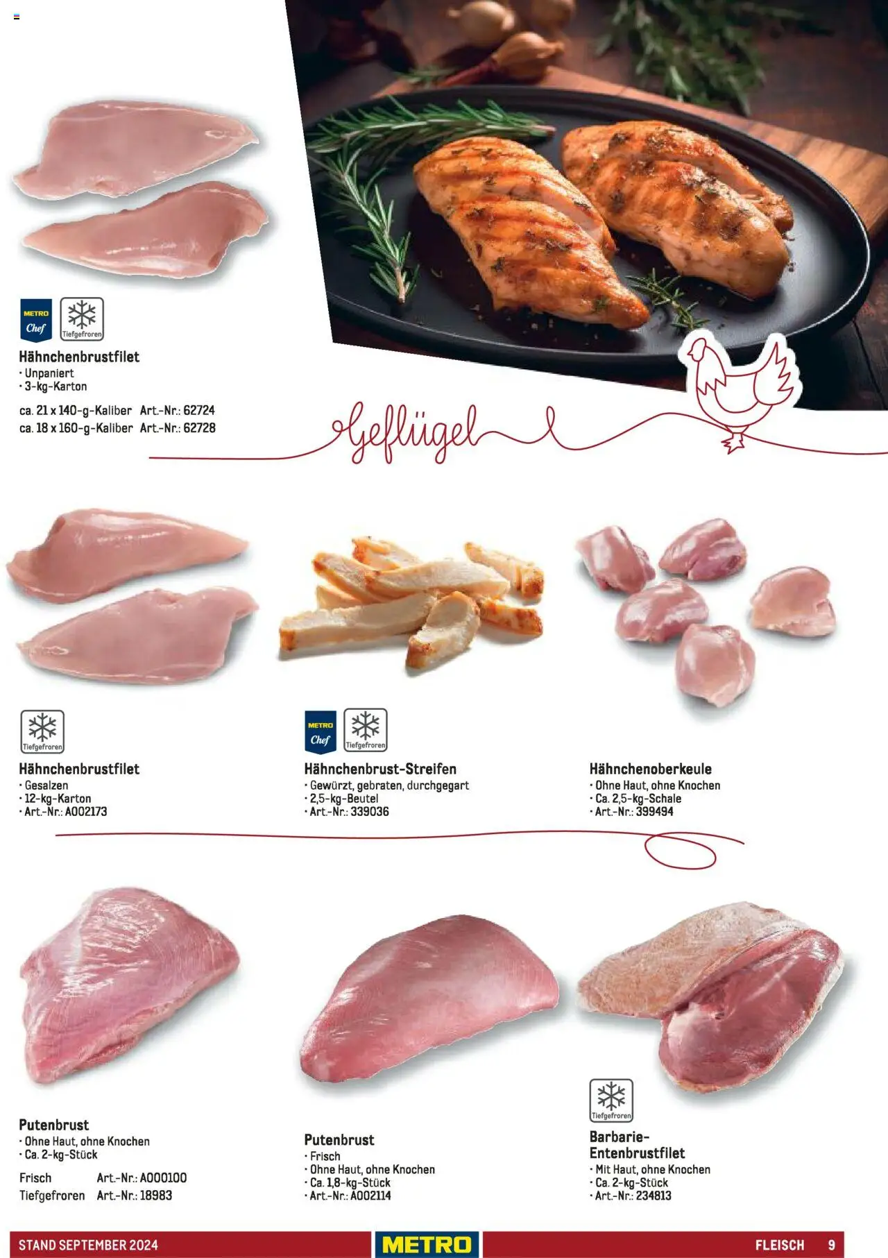 Metro  Sortimentskatalog Lieferservice – gültig ab 17.09.2024 | Seite: 9 | Produkte: Fleisch