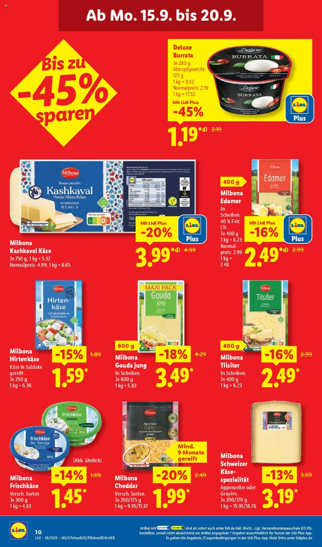 Lidl Prospekt Lüchow – gültig ab 15.09.2025 | Seite: 18 | Produkte: Käse, Gouda, Edamer, Frischkase