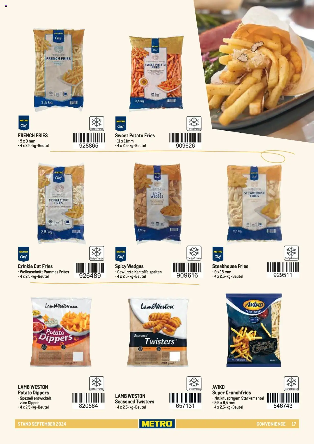 Metro  Sortimentskatalog Lieferservice – gültig ab 17.09.2024 | Seite: 17 | Produkte: Pommes, Pommes frites