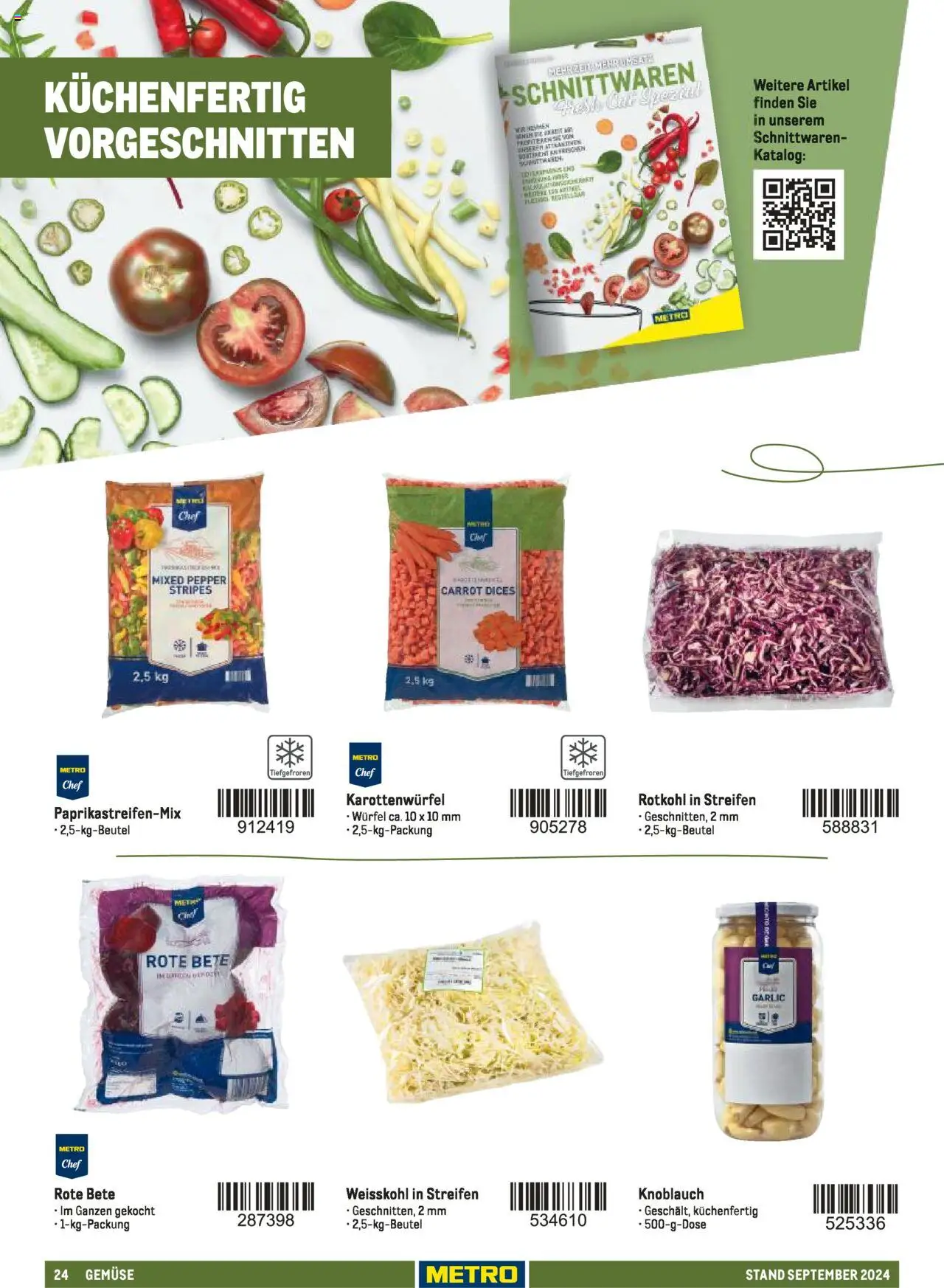 Metro  Sortimentskatalog Lieferservice – gültig ab 17.09.2024 | Seite: 24 | Produkte: Rotkohl, Gemüse, Knoblauch