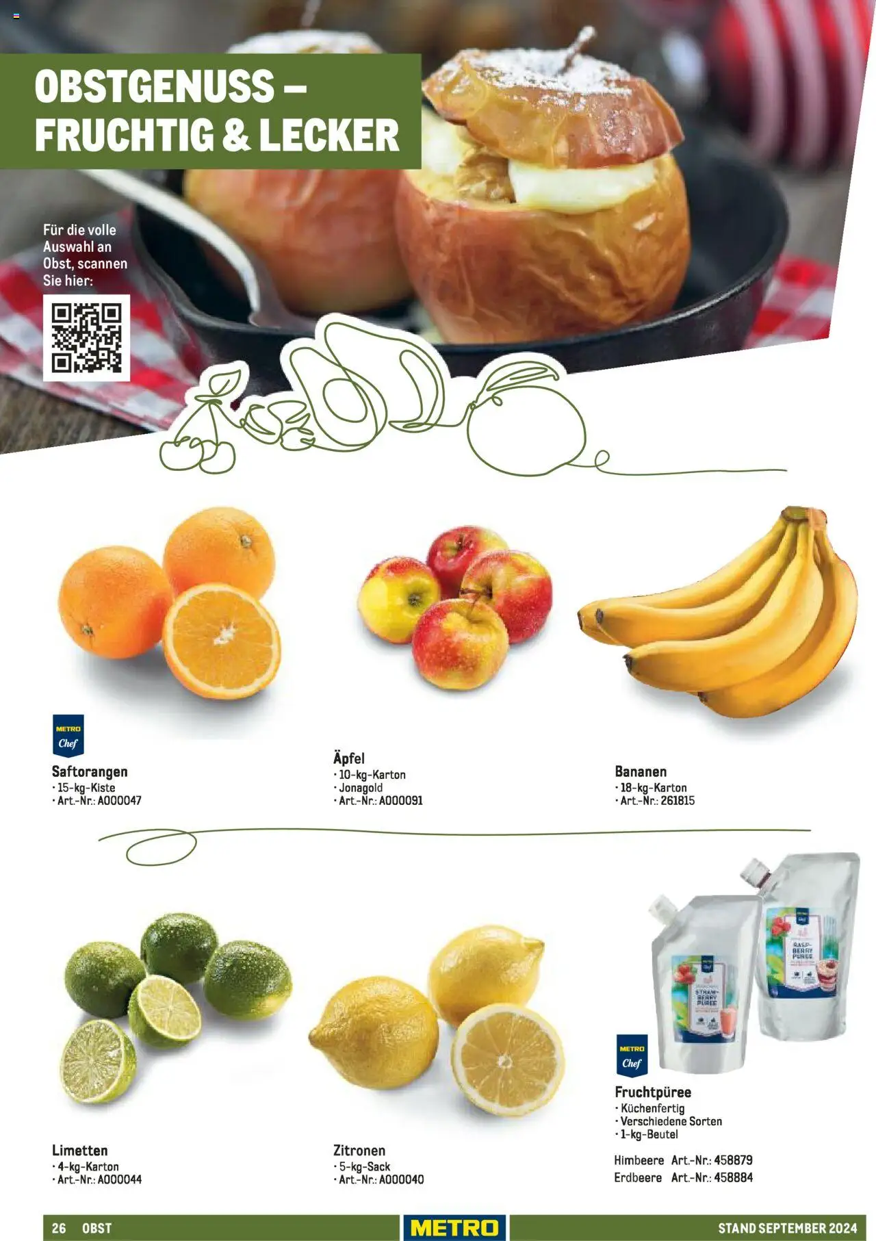 Metro  Sortimentskatalog Lieferservice – gültig ab 17.09.2024 | Seite: 26 | Produkte: Limetten, Äpfel, Himbeere, Zitronen