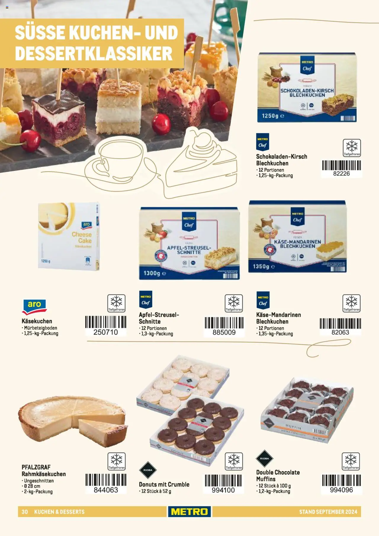 Metro  Sortimentskatalog Lieferservice – gültig ab 17.09.2024 | Seite: 30 | Produkte: Donuts, Kuchen