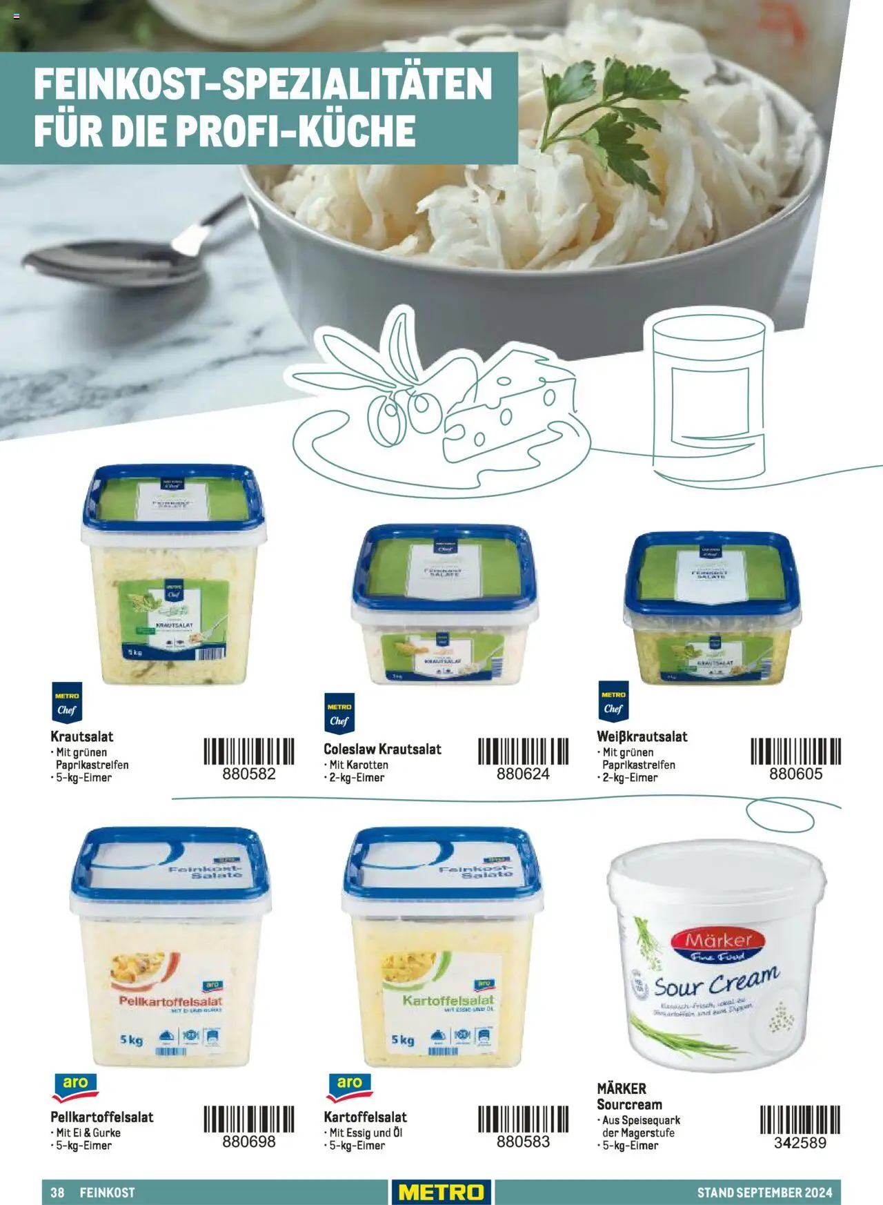 Metro  Sortimentskatalog Lieferservice – gültig ab 17.09.2024 | Seite: 38 | Produkte: Öl, Essig, Speisequark