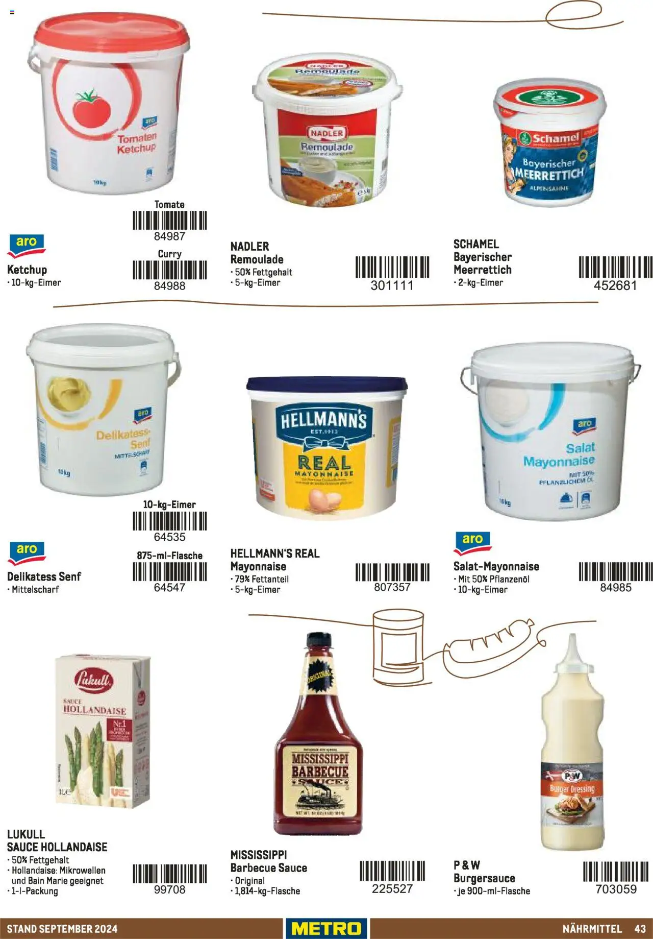 Metro  Sortimentskatalog Lieferservice – gültig ab 17.09.2024 | Seite: 43 | Produkte: Öl, Burger, Mayonnaise, Ketchup