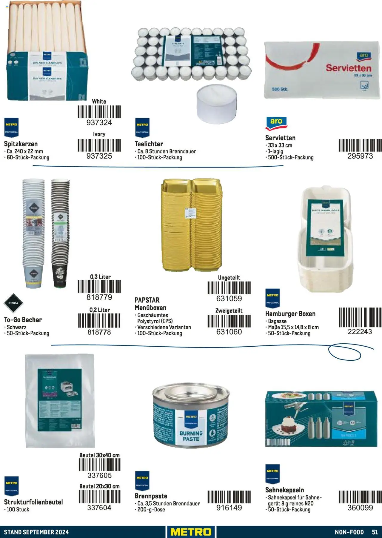Metro  Sortimentskatalog Lieferservice – gültig ab 17.09.2024 | Seite: 51 | Produkte: Sahne