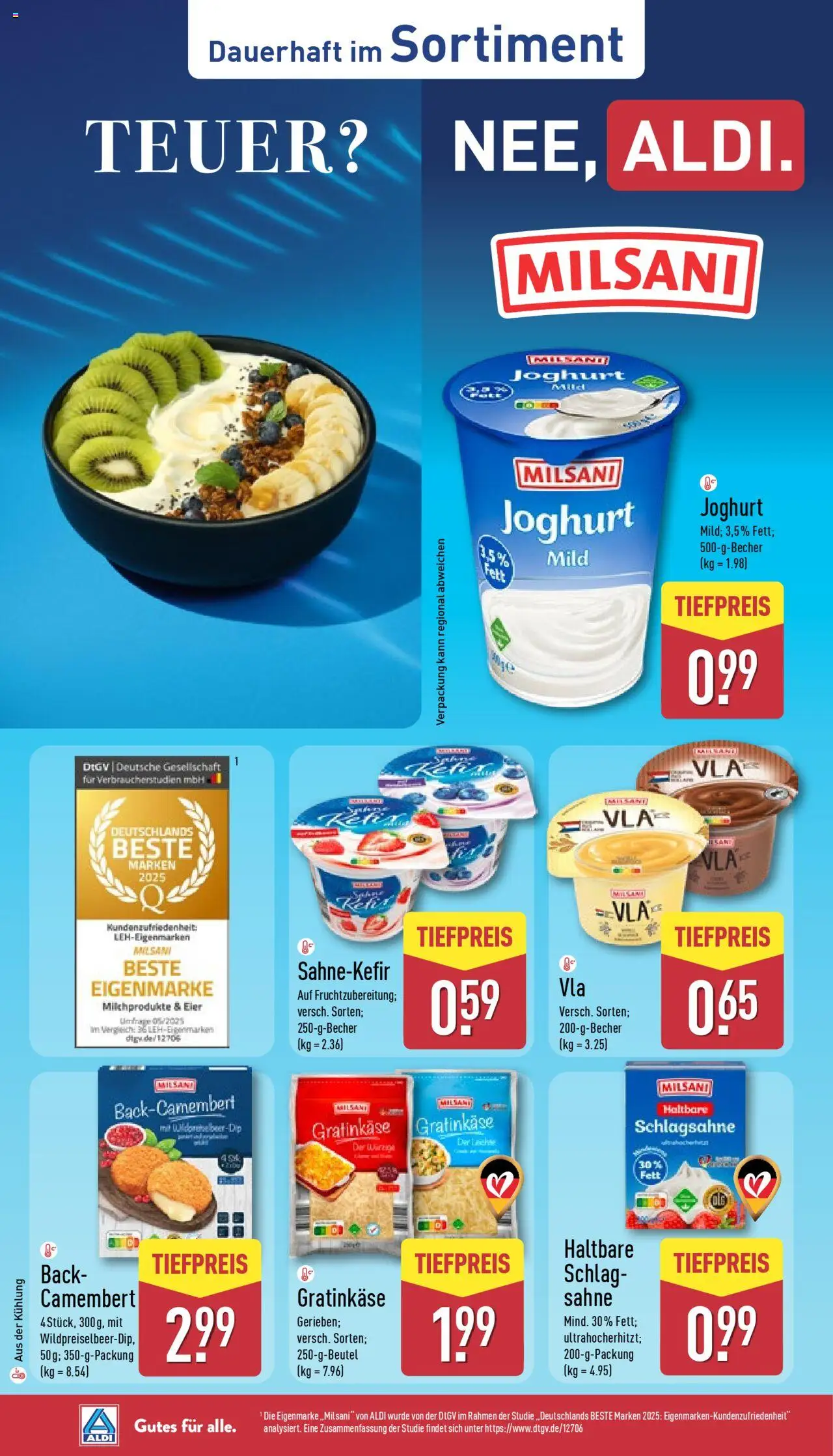 Aldi Prospekt 	 – gültig ab 22.09.2025 | Seite: 2 | Produkte: Schlagsahne, Joghurt, Eier, Sahne