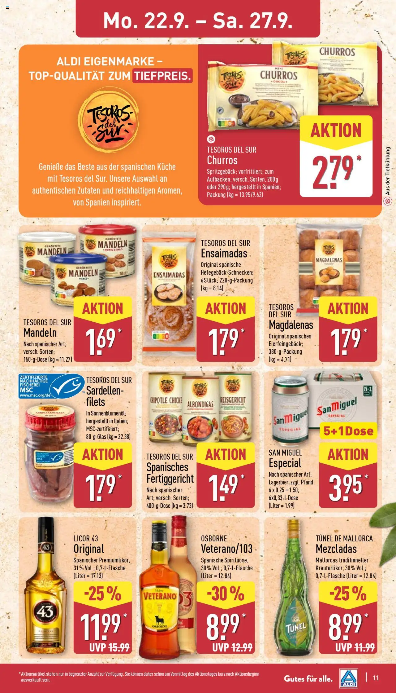 Aldi Prospekt 	 – gültig ab 22.09.2025 | Seite: 15 | Produkte: Osborne, Küche, Mandeln
