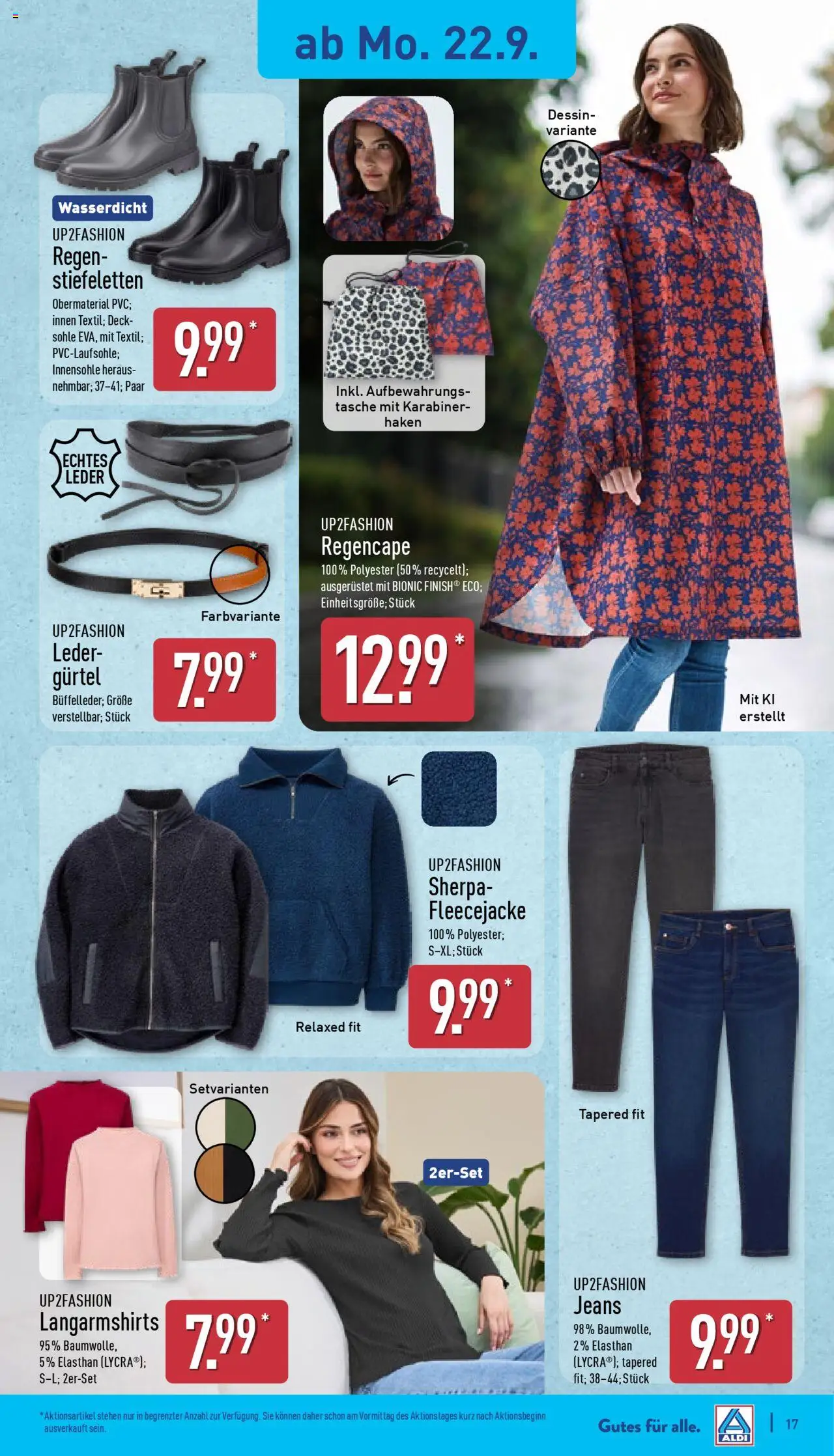 Aldi Prospekt 	 – gültig ab 22.09.2025 | Seite: 21 | Produkte: Tasche, Up2fashion, Gürtel, Jeans