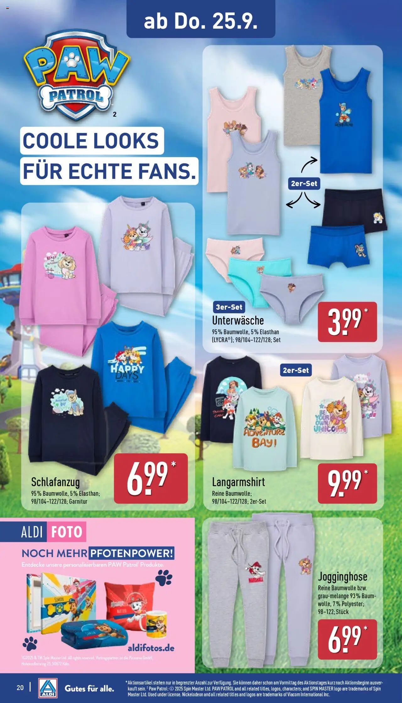 Aldi Prospekt 	 – gültig ab 22.09.2025 | Seite: 24 | Produkte: Jogginghose, Langarmshirt, Unterwäsche