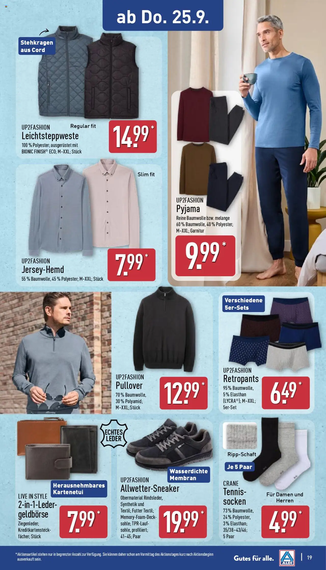 Aldi Prospekt 	 – gültig ab 22.09.2025 | Seite: 23 | Produkte: Up2fashion, Pullover, Socken, Pyjama
