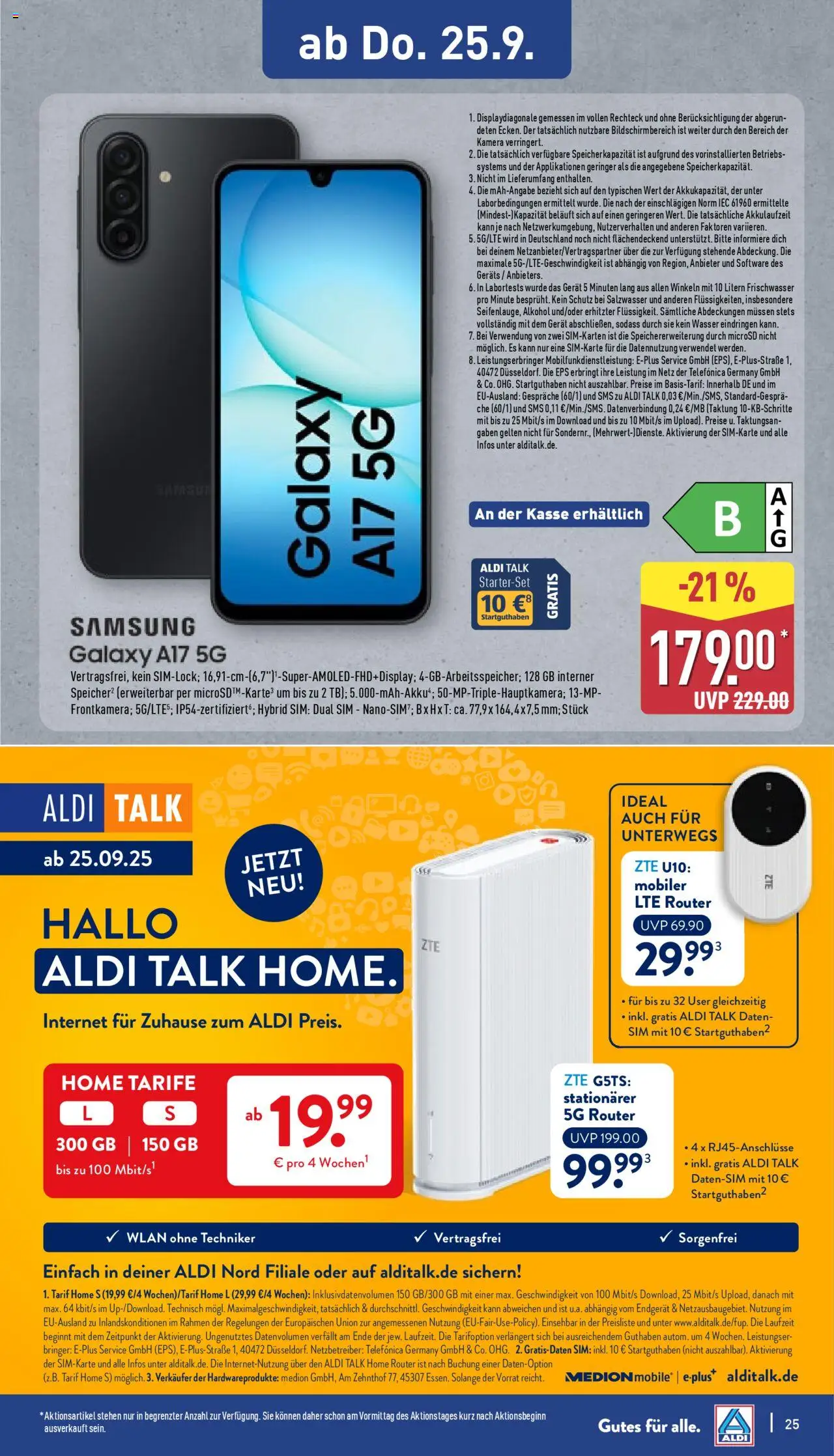 Aldi Prospekt 	 – gültig ab 22.09.2025 | Seite: 29 | Produkte: Kamera, Samsung, Wasser