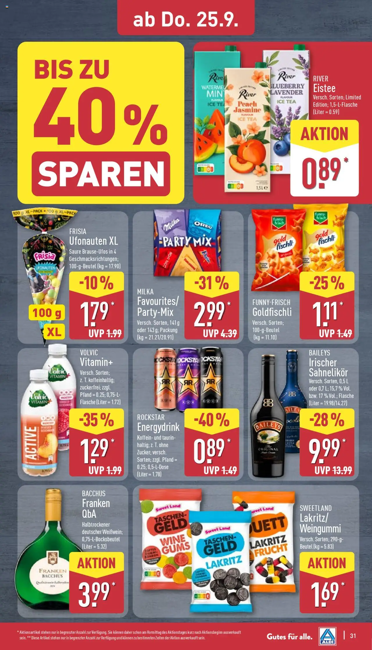 Aldi Prospekt 	 – gültig ab 22.09.2025 | Seite: 35 | Produkte: Rockstar, Milka, Baileys, Volvic