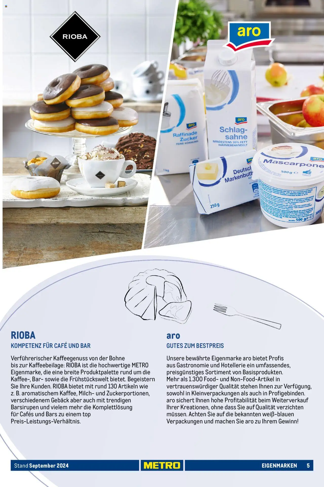 Metro  Eigenmarkensortiment – gültig ab 19.09.2024 | Seite: 5 | Produkte: Top, Milch, Mascarpone, Sahne