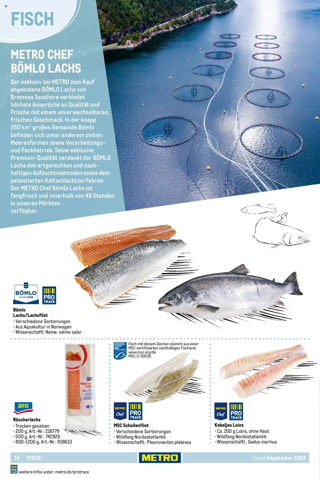 Metro  Eigenmarkensortiment – gültig ab 19.09.2024 | Seite: 14 | Produkte: Fisch, Lachs, Räucherlachs