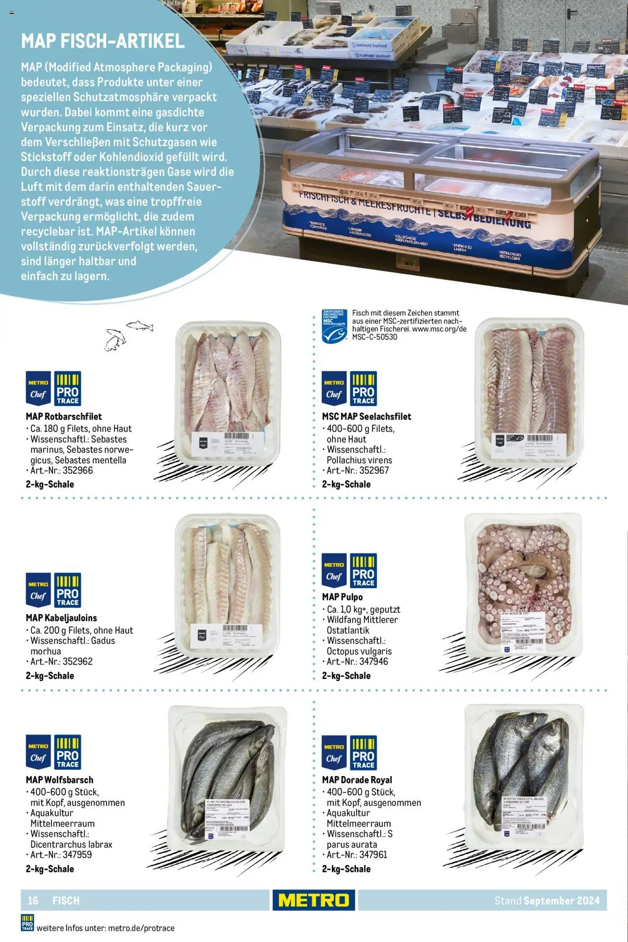 Metro  Eigenmarkensortiment – gültig ab 19.09.2024 | Seite: 16 | Produkte: Dorade, Fisch, Meeresfrüchte