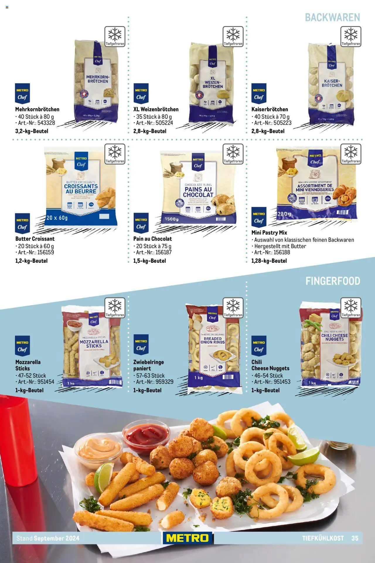 Metro  Eigenmarkensortiment – gültig ab 19.09.2024 | Seite: 35 | Produkte: Käse, Mozzarella, Croissant, Chili