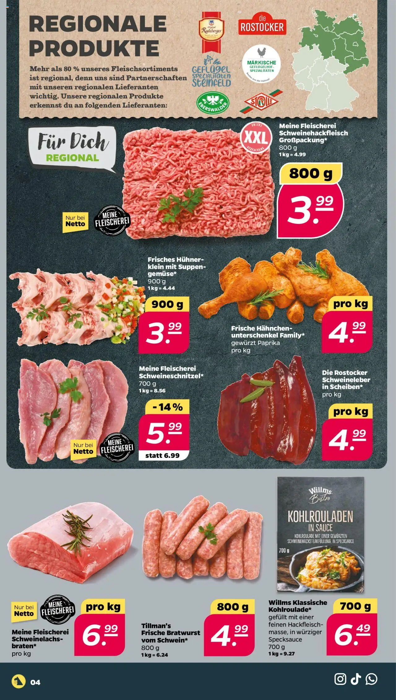 Netto Prospekt 	 – gültig ab 21.09.2025 | Seite: 4 | Produkte: Hahnchen, Bratwurst, Paprika, Hackfleisch