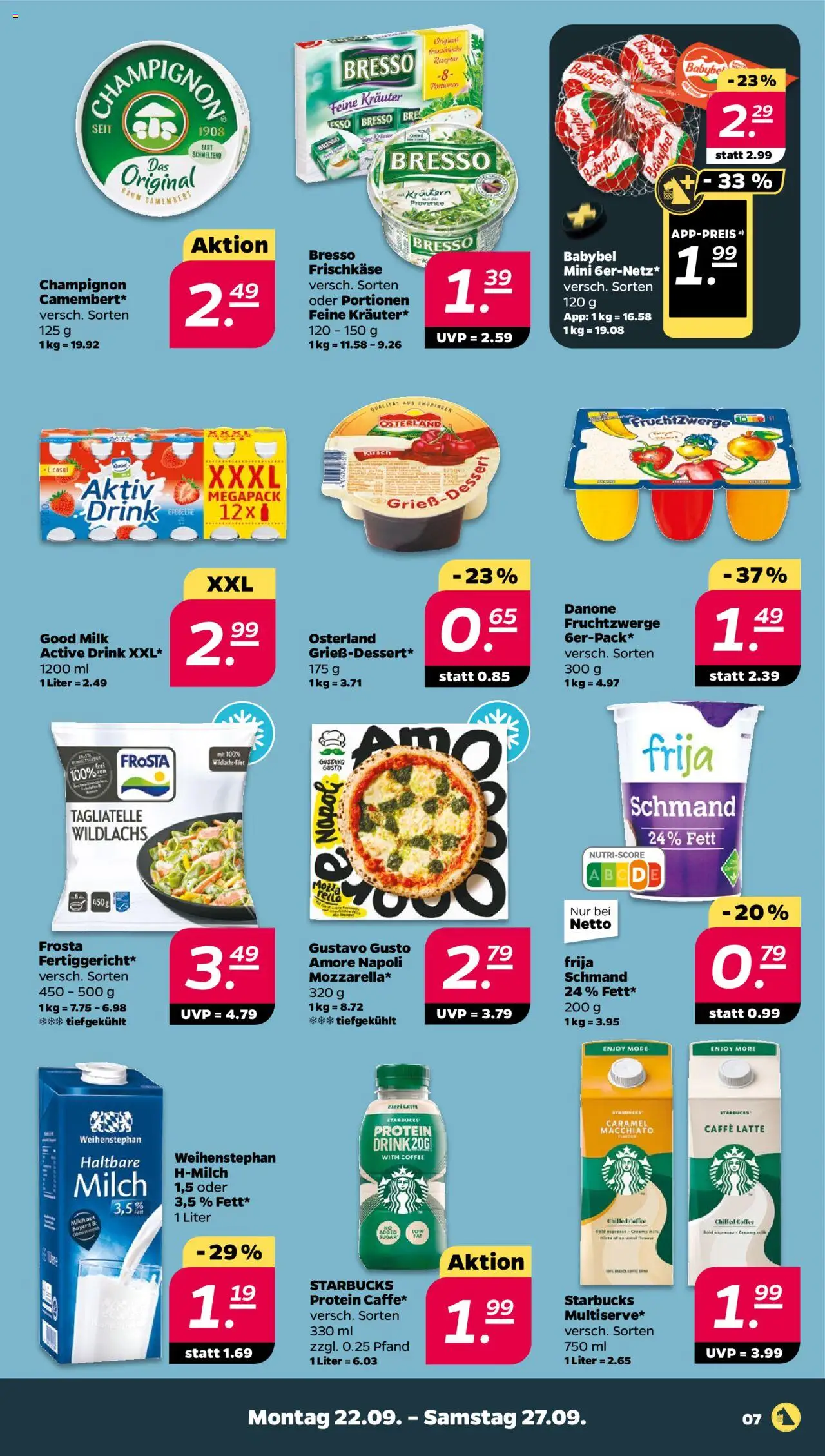 Netto Prospekt 	 – gültig ab 21.09.2025 | Seite: 7 | Produkte: Milch, Starbucks, Bresso, Frosta