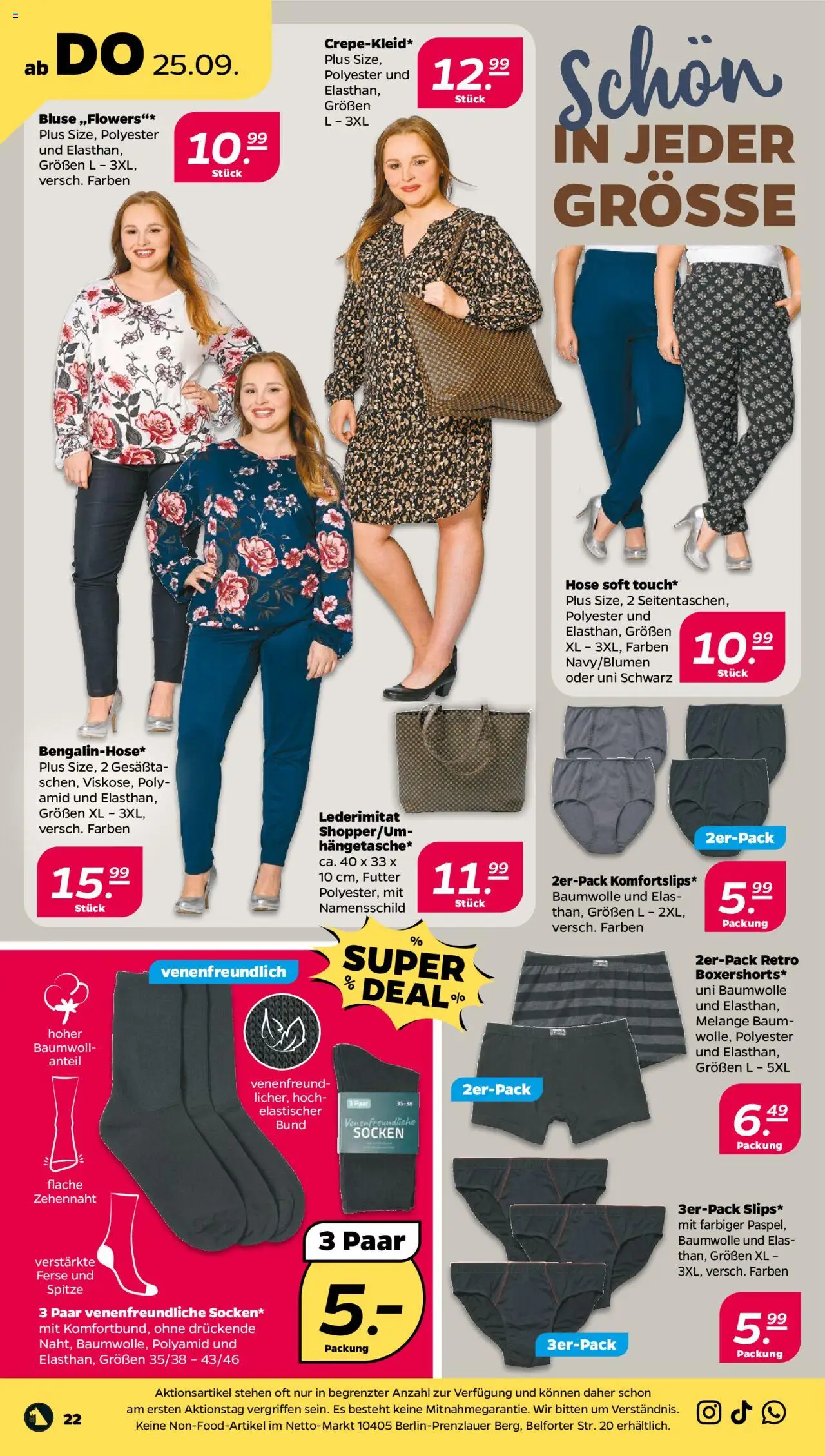 Netto Prospekt 	 – gültig ab 21.09.2025 | Seite: 22 | Produkte: Bluse, Hose, Socken