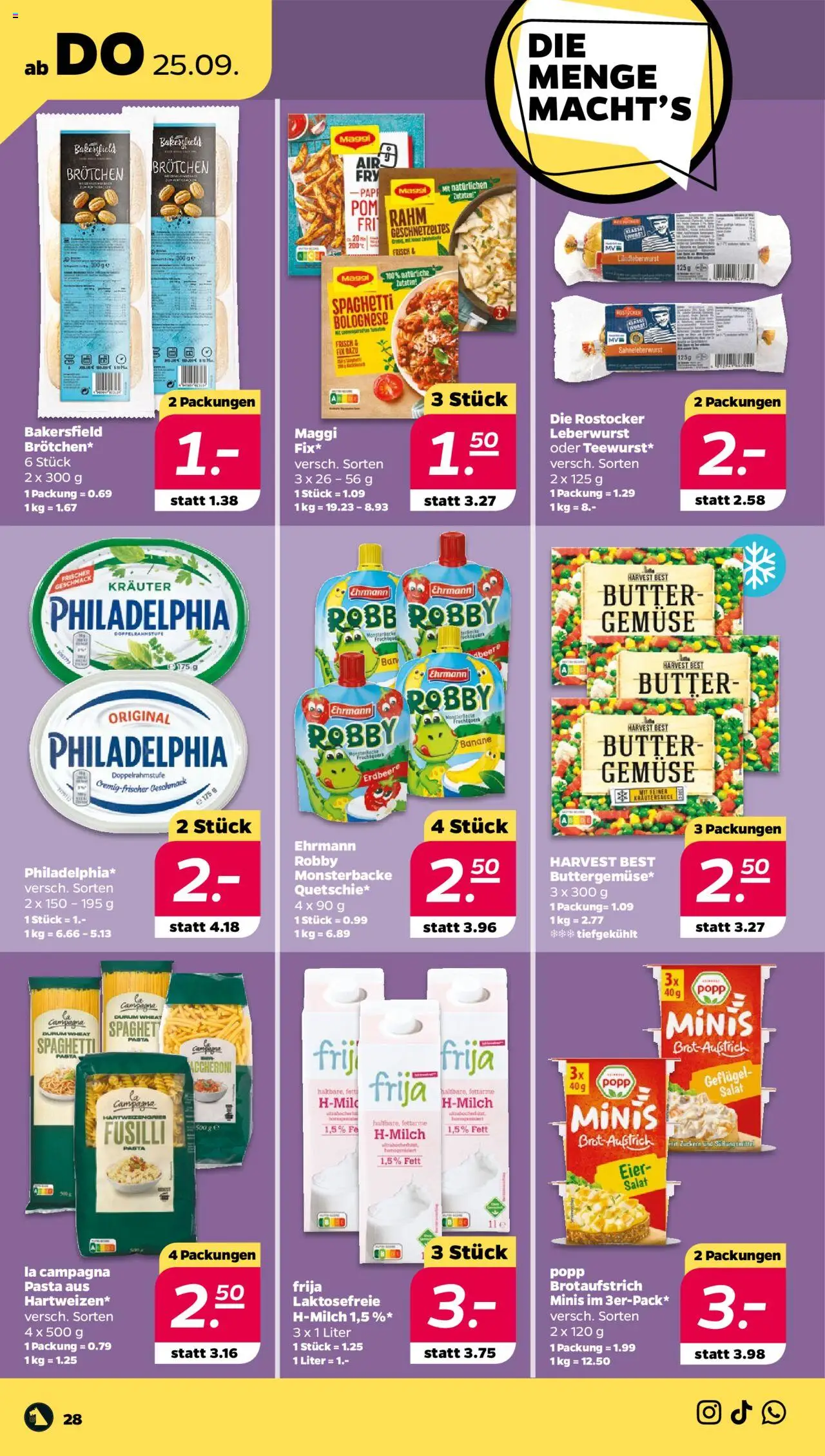 Netto Prospekt 	 – gültig ab 21.09.2025 | Seite: 28 | Produkte: Butter, Eier, Philadelphia, Gemüse