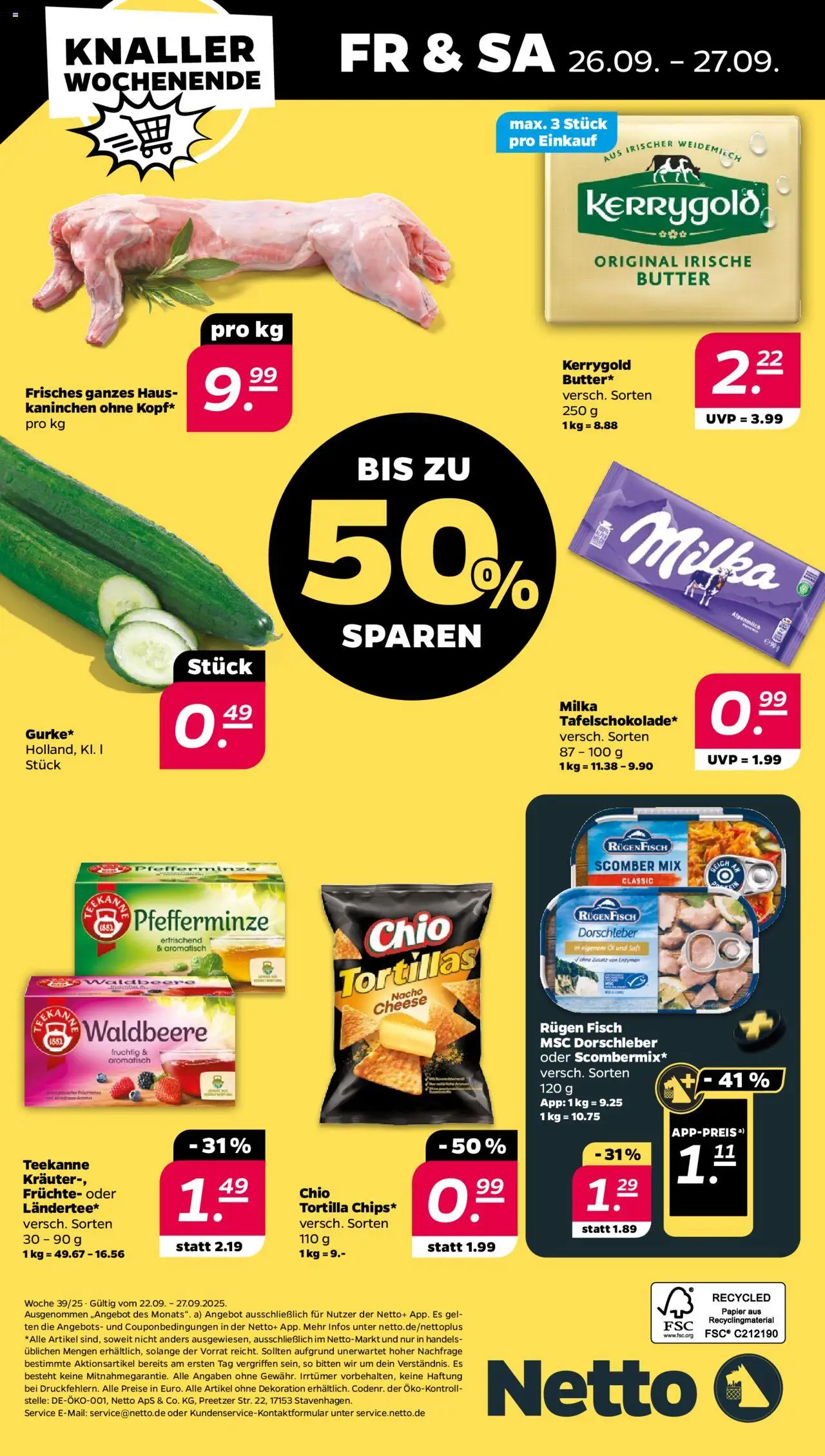Netto Prospekt 	 – gültig ab 21.09.2025 | Seite: 32 | Produkte: Butter, Kaninchen, Milka, Teekanne