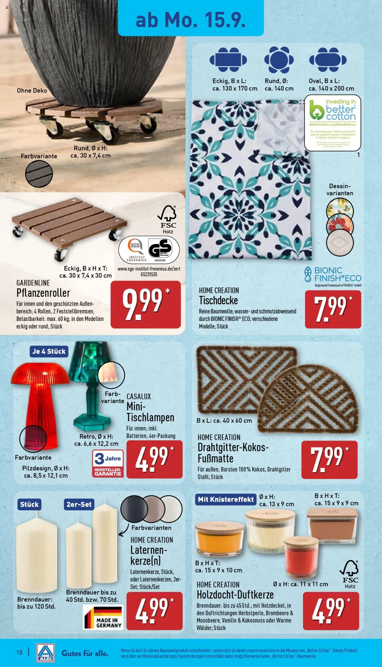 Aldi Prospekt 	 – gültig ab 15.09.2025 | Seite: 18 | Produkte: Fußmatte, Wasser, Home creation