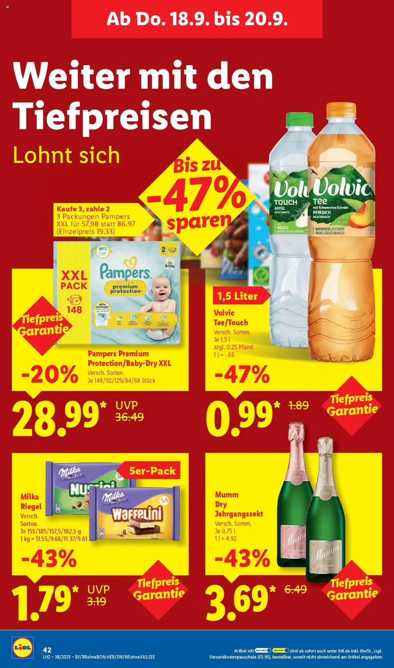 Lidl Prospekt Gundelsheim – gültig ab 15.09.2025 | Seite: 62 | Produkte: Äpfel, Volvic touch, Pfirsich, Volvic