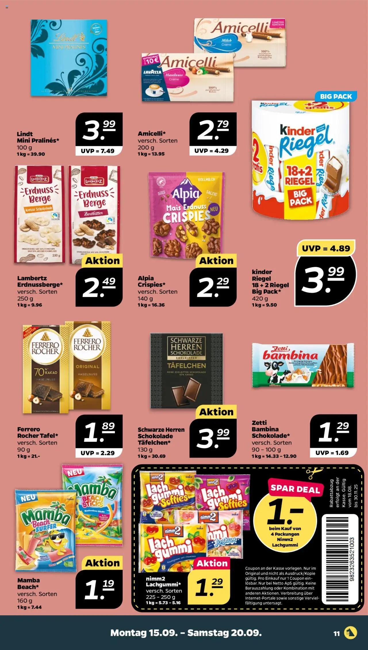Netto Prospekt 	 – gültig ab 15.09.2025 | Seite: 11 | Produkte: Lavazza, Milch, Schokolade, Lindt