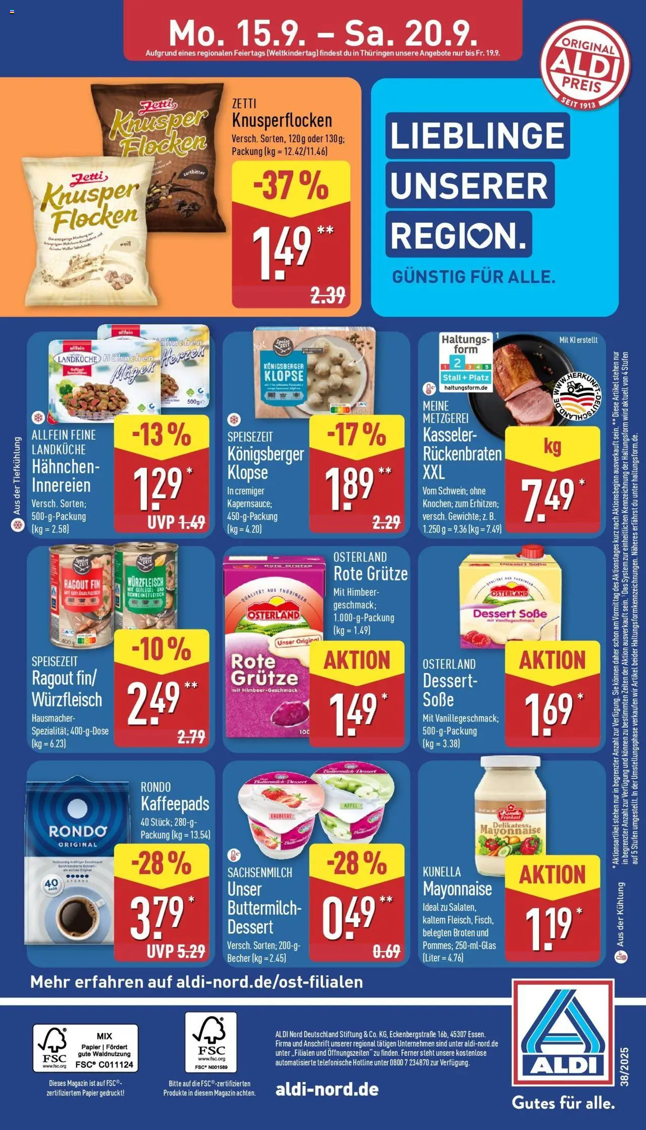 Aldi - ALDI Nord: Wochenangebote – gültig ab 14.09.2025 | Seite: 11 | Produkte: Kaffeepads, Hahnchen, Äpfel, Flocken