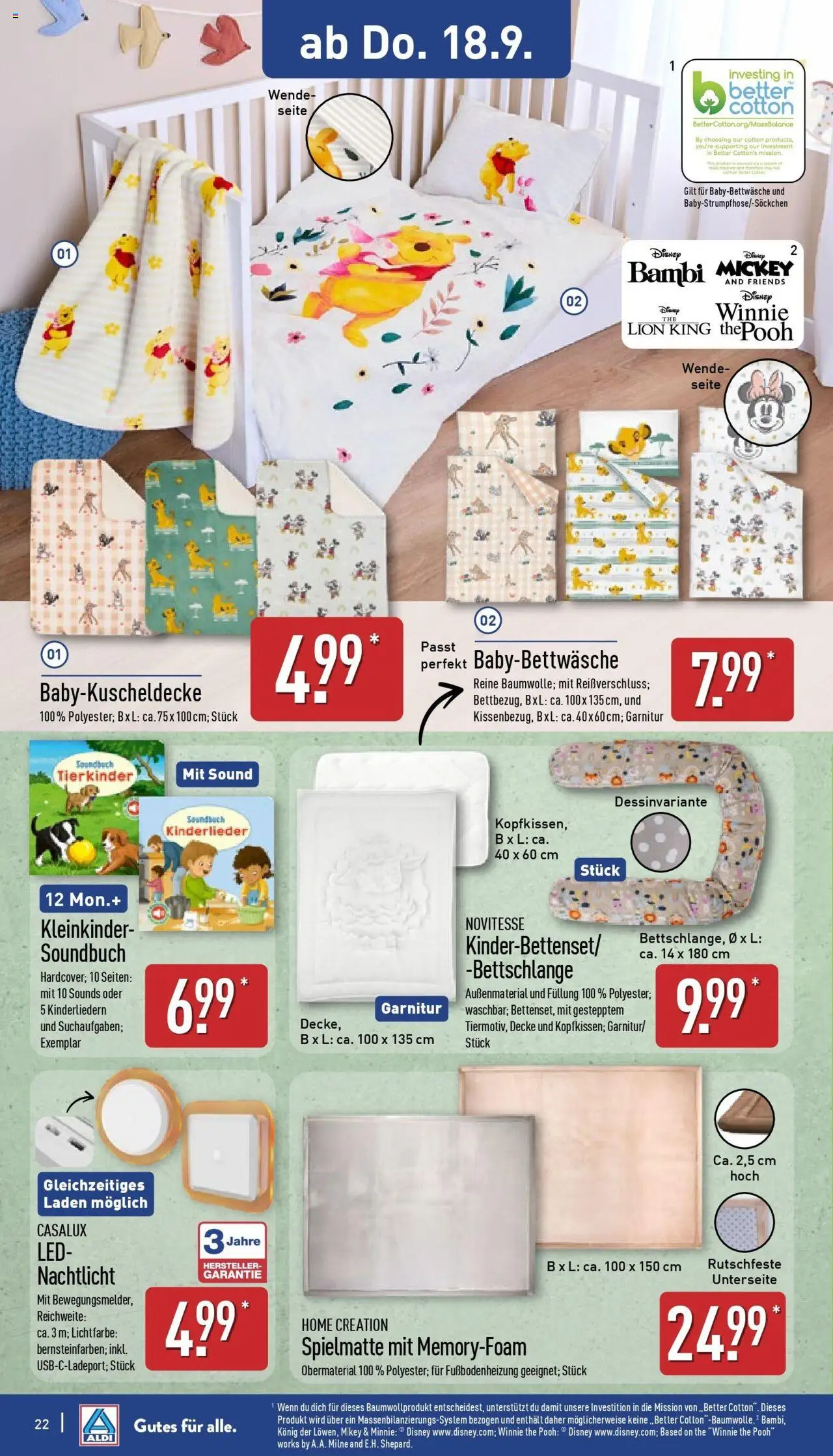 Aldi - ALDI Nord: Wochenangebote – gültig ab 14.09.2025 | Seite: 24 | Produkte: Decke, Nachtlicht, Home creation